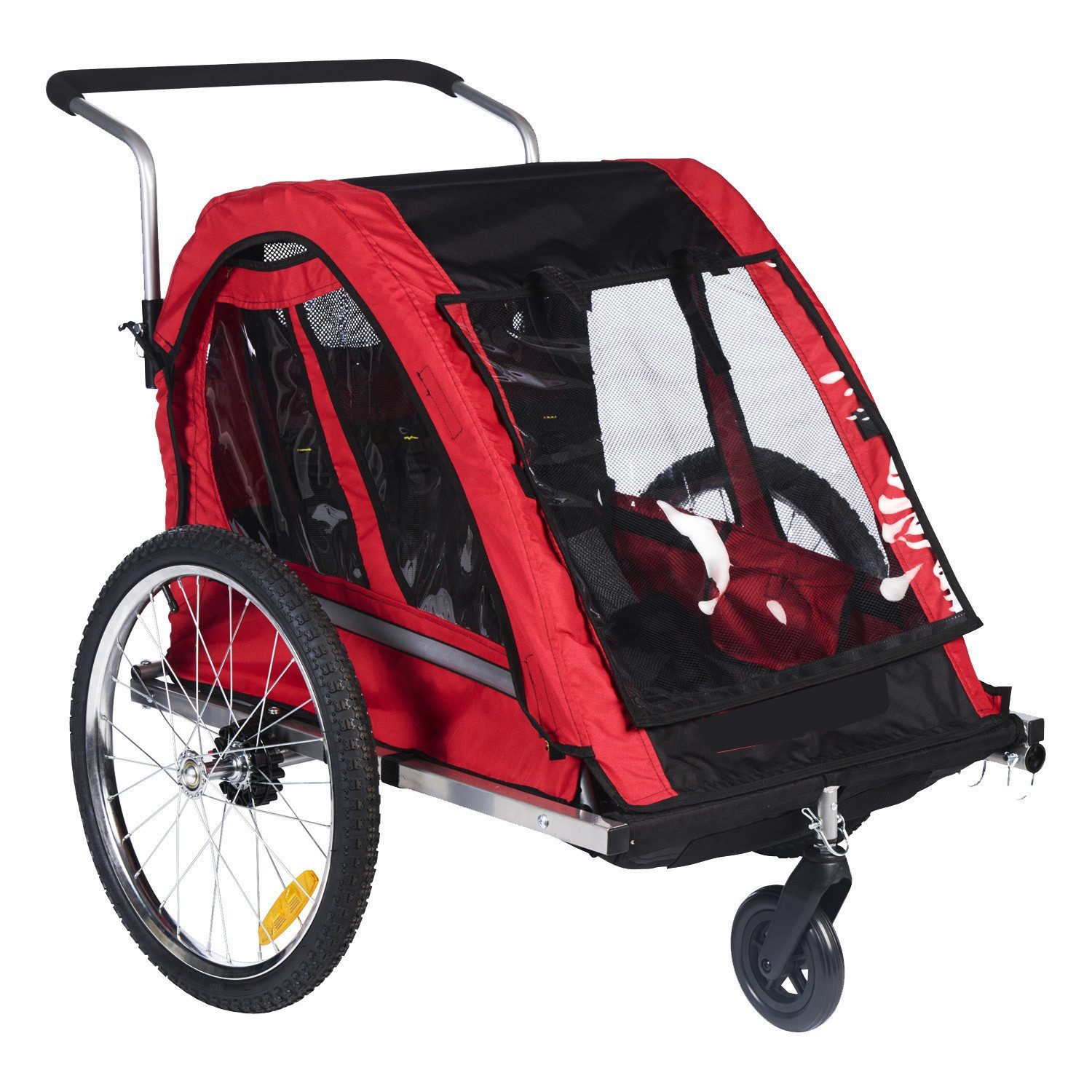 DOTMALL Fahrradkinderanhänger Fahrradanhänger für 2 Kinder,klappbar, UV-Schutz, Sicherheitsflagge