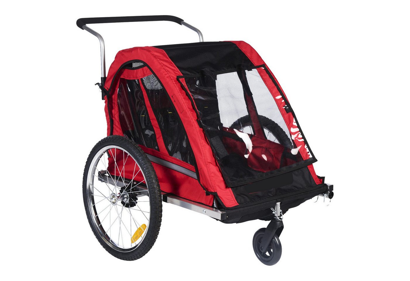 DOTMALL Fahrradkinderanhänger Fahrradanhänger für 2 Kinder,klappbar, UV-Schutz, Sicherheitsflagge