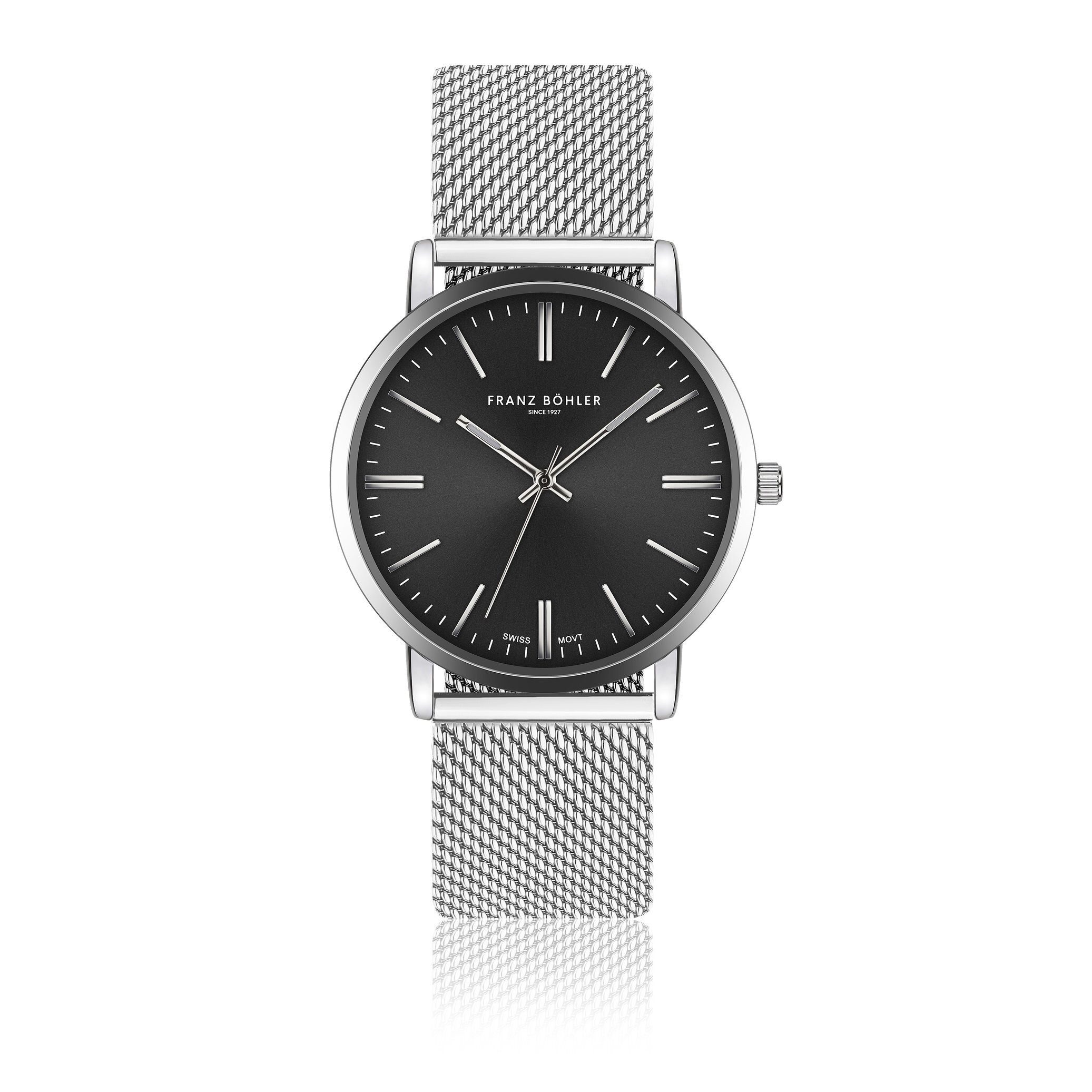 FRANZ BÖHLER Quarzuhr BC2-B010S Alpnach Silver Mesh