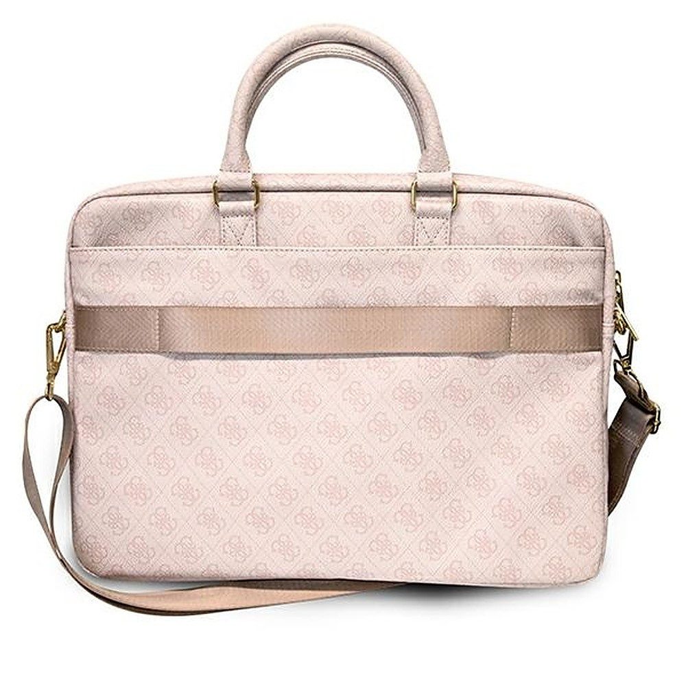 Guess Laptoptasche Businesstasche Aktentasche (Spar-Set, 1-tlg), Kofferriemen, Saffiano-Optik, goldfarbenes 4G-Logo