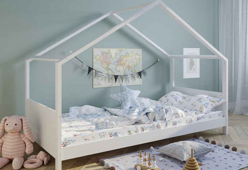 Kids Collective Hausbett »Kinderbett Carlotta 90x200 cm«, Einzelbett, außergewöhnliches Design, optional mit Matratze