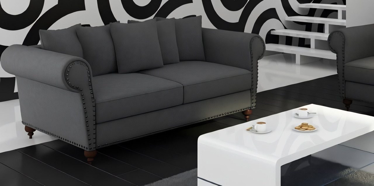 Xlmoebel 3-Sitzer Großes Sofa XXL Chesterfield Stoffsofa Couch 250cm Polstergarnitur, Hergestellt in Europa