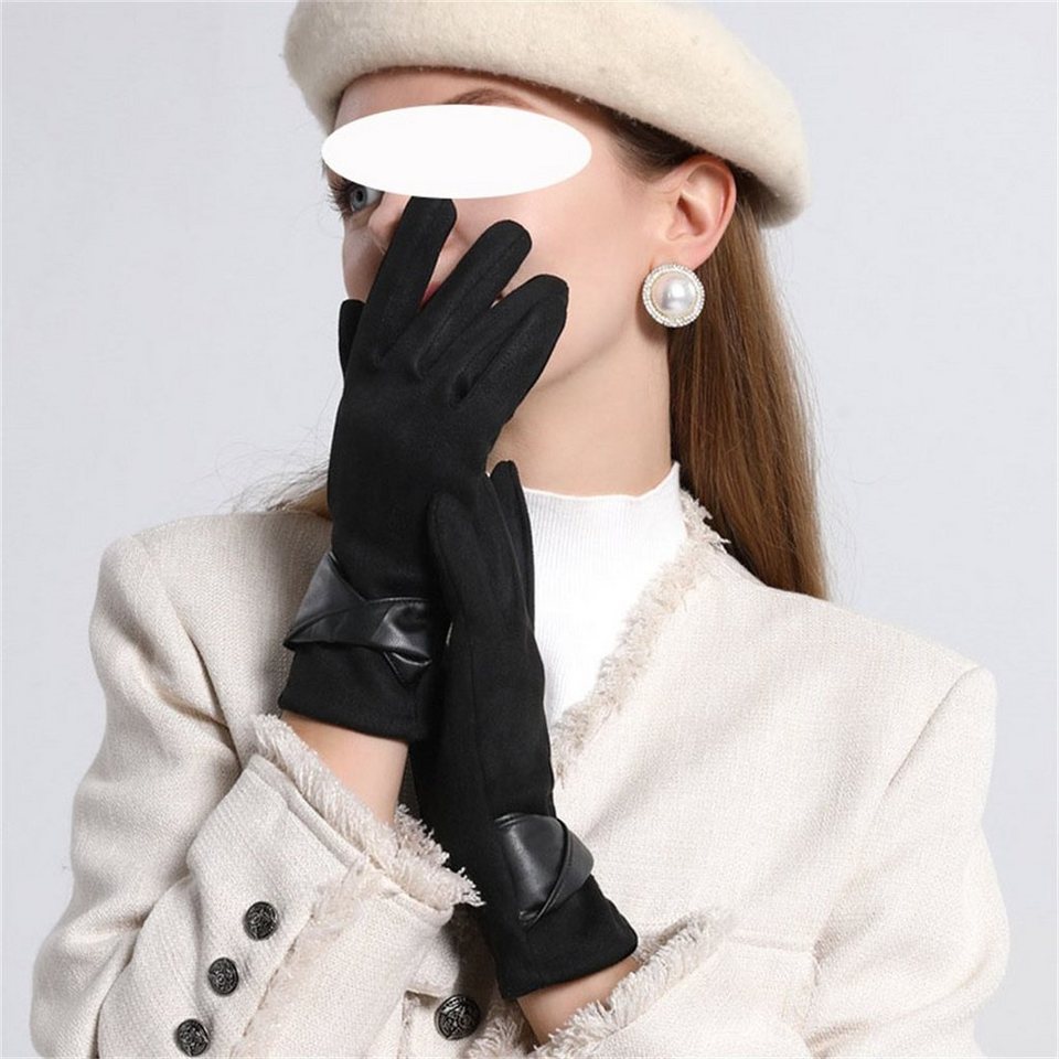 Fleecehandschuhe mit Schleife Gepolsterte Damenhandschuhe, DÖRÖY Handschuhe berührbarer warme