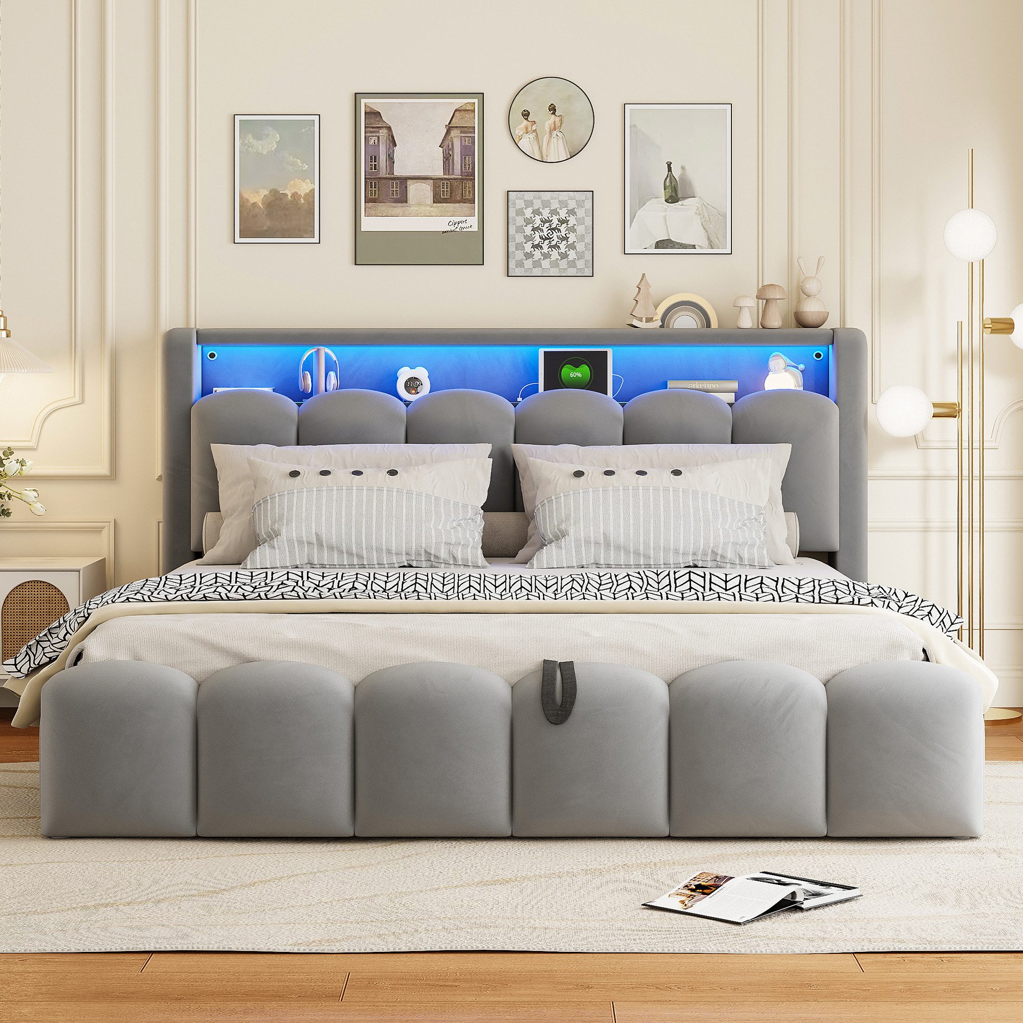 Merax Polsterbett mit LED & USB günstig online kaufen
