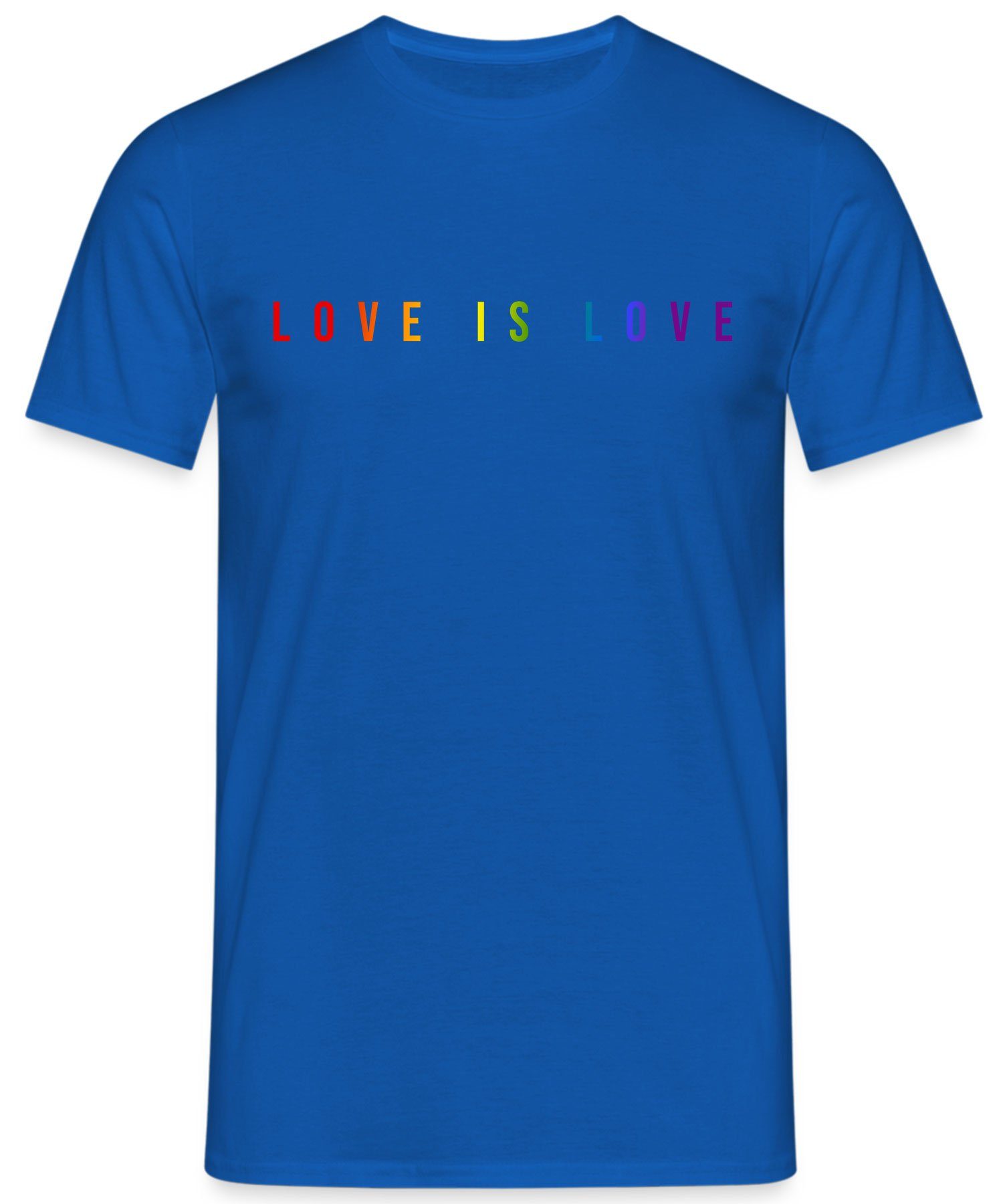T-Shirt Kurzarmshirt (1-tlg) Formatee Blau LGBT Pride - Gay Herren Love is Quattro Regenbogen Stolz Love