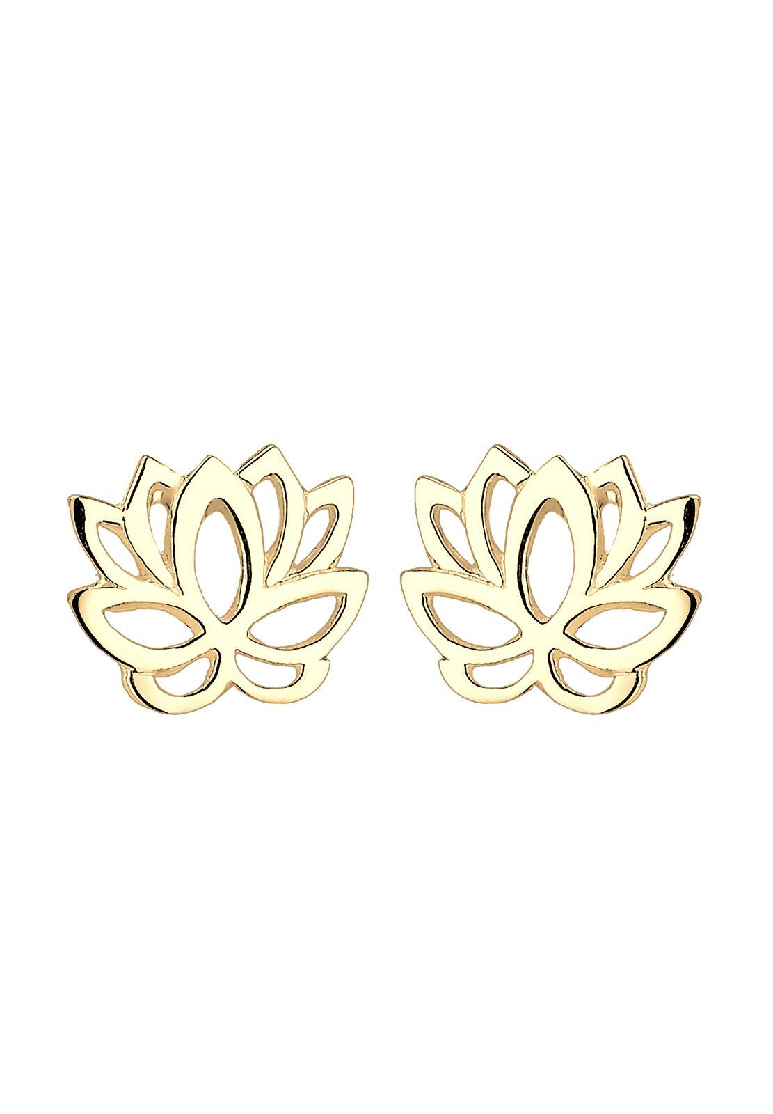 Blume, Lotusblume Ohrstecker Gold Blüte Lotus Paar Elli 925 Lotusblume Silber,