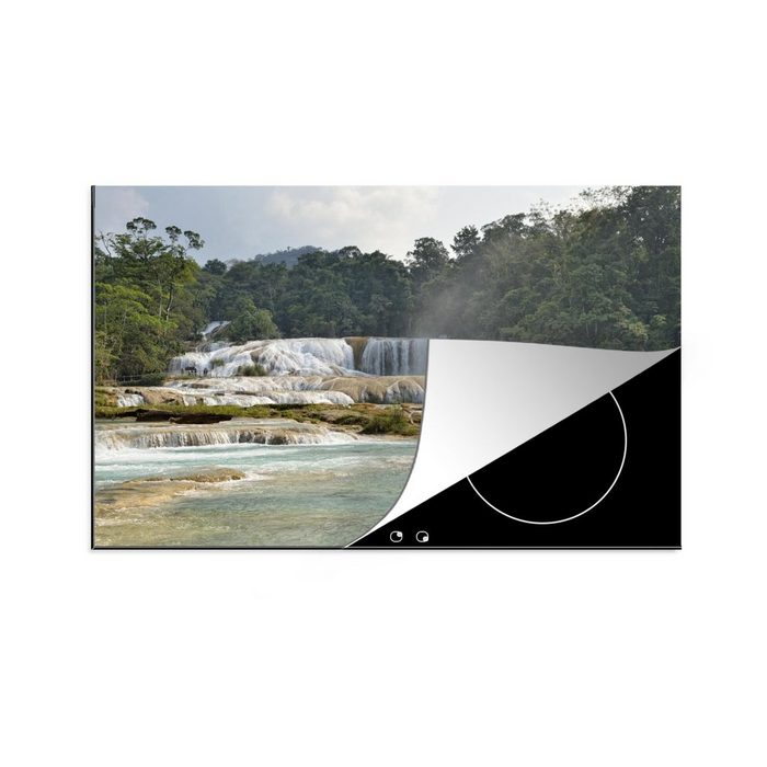 MuchoWow Herdblende-/Abdeckplatte Vorderseite des Wasserfalls Palenque Mexiko Vinyl (1 tlg) induktionskochfeld Schutz für die küche Ceranfeldabdeckung