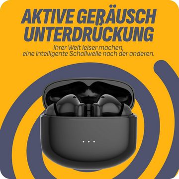 Cazy Kabellose, Noise Cancelling Aktive Geräuschunterdrückung In-Ear-Kopfhörer (Einfache Bedienung dank automatischer Ein-/Aus-Funktion der Ohrhörer., Rückkehr, Windwiderstand, 1 Akku für 31 min Flugzeit, C0, QuickShots)