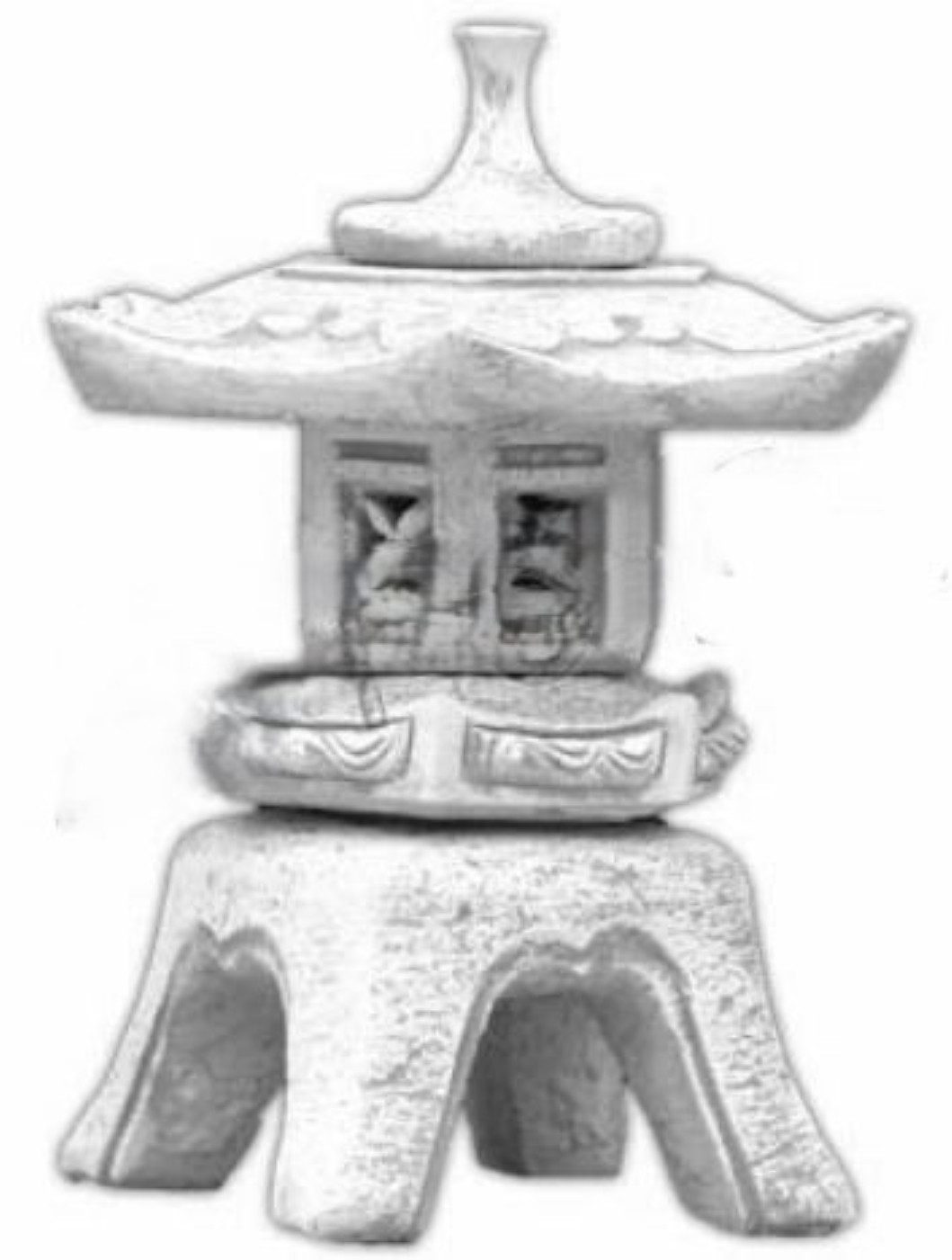 Skulptur Blumen Japanischer Garten Haus Statue Figur Deko Terrasse 607