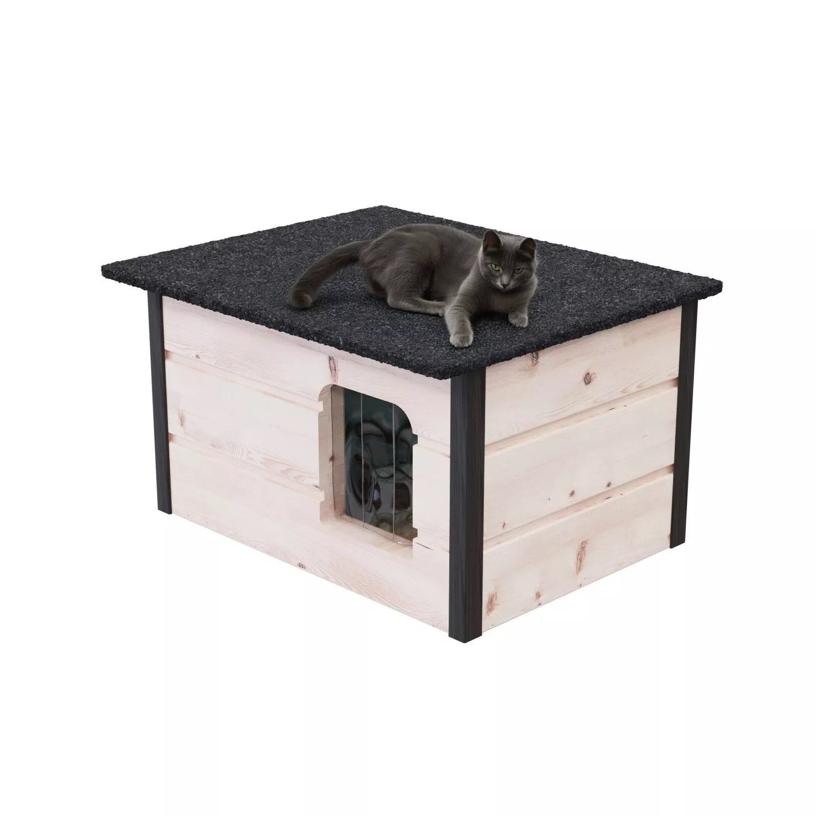 Tierhaus Katzenhaus aus Holz isoliert 57x47 cm