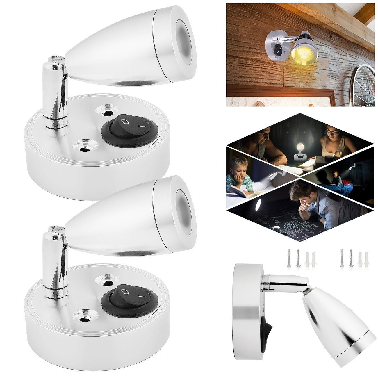 LETGOSPT Wandleuchte 2 x LED Leselampe günstig online kaufen