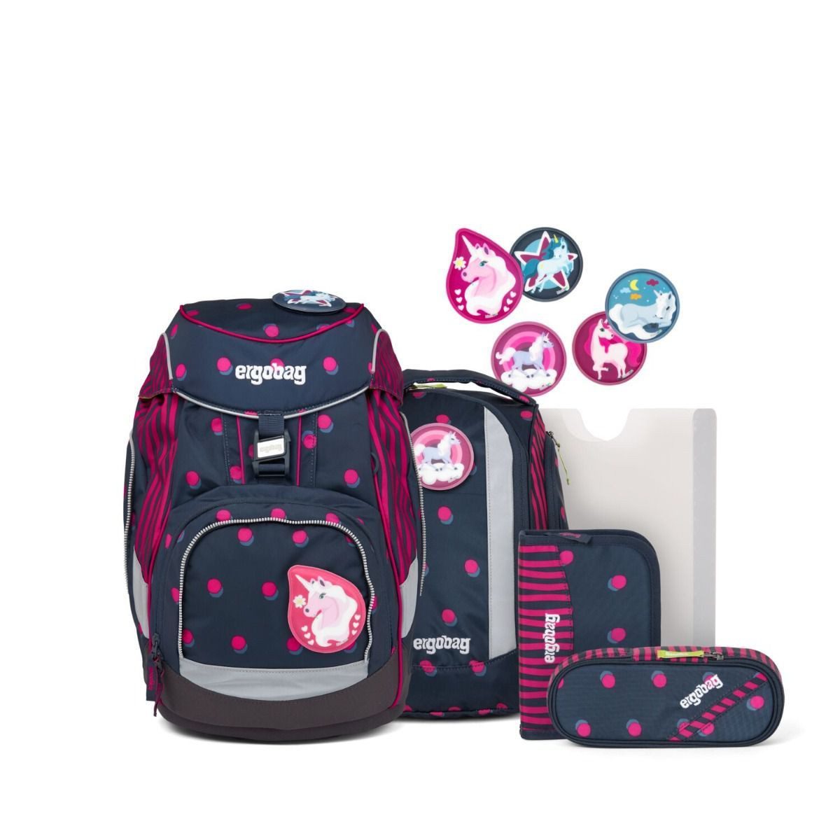 ergobag Schulrucksack Pack (6tlg., Schulrucksack, Sportrucksack, Federmäppchen, Schlamperrolle, Heftebox)