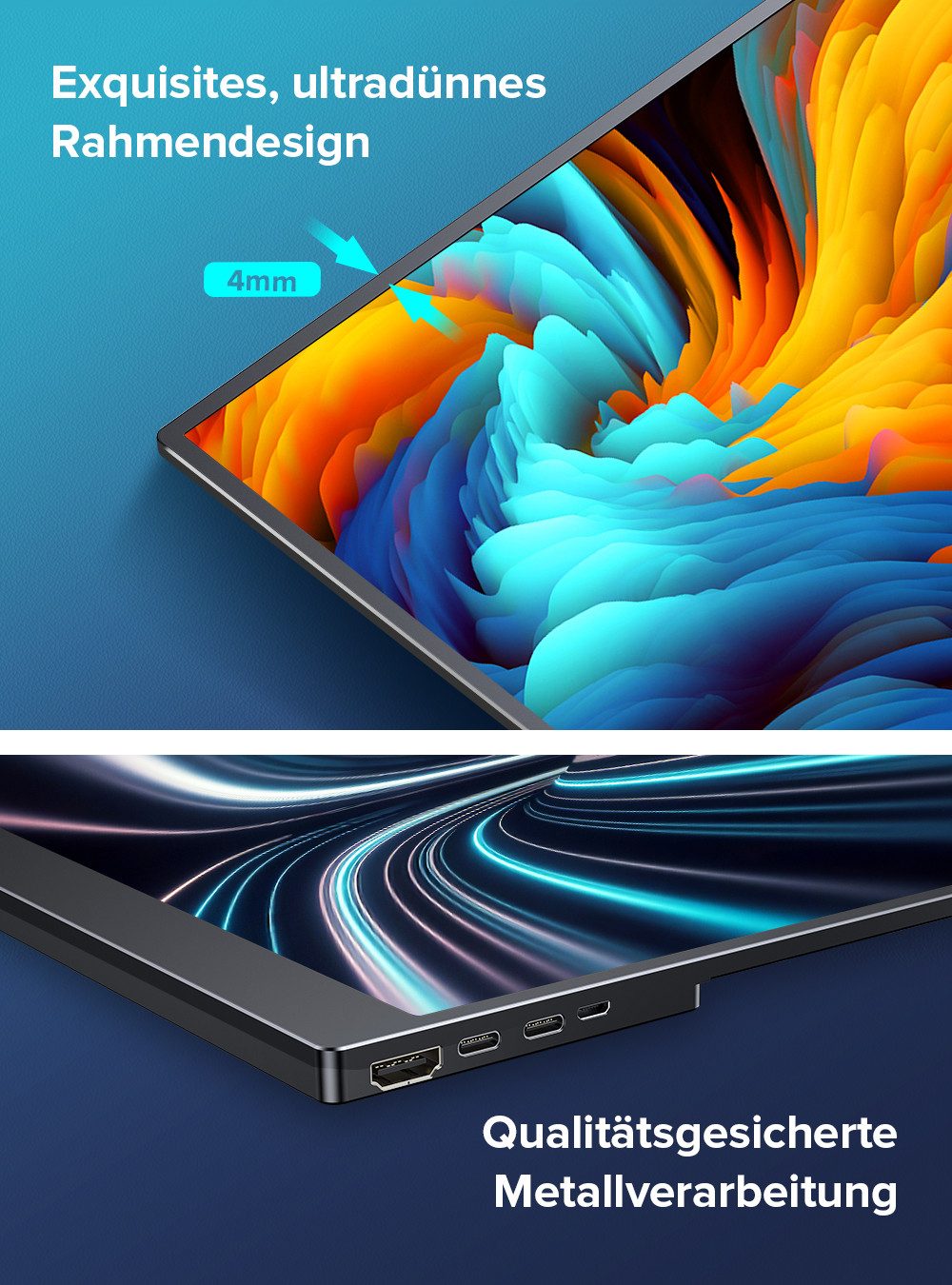 UPERFECT 15,6-Zoll-Full-HD-Touchscreen, eingebauter 5400-mAh-Akku Portabler Monitor (39,62 cm/15.6 ", 1920x1080 px, Full HD, 3 ms Reaktionszeit, 60 Hz, IPS)