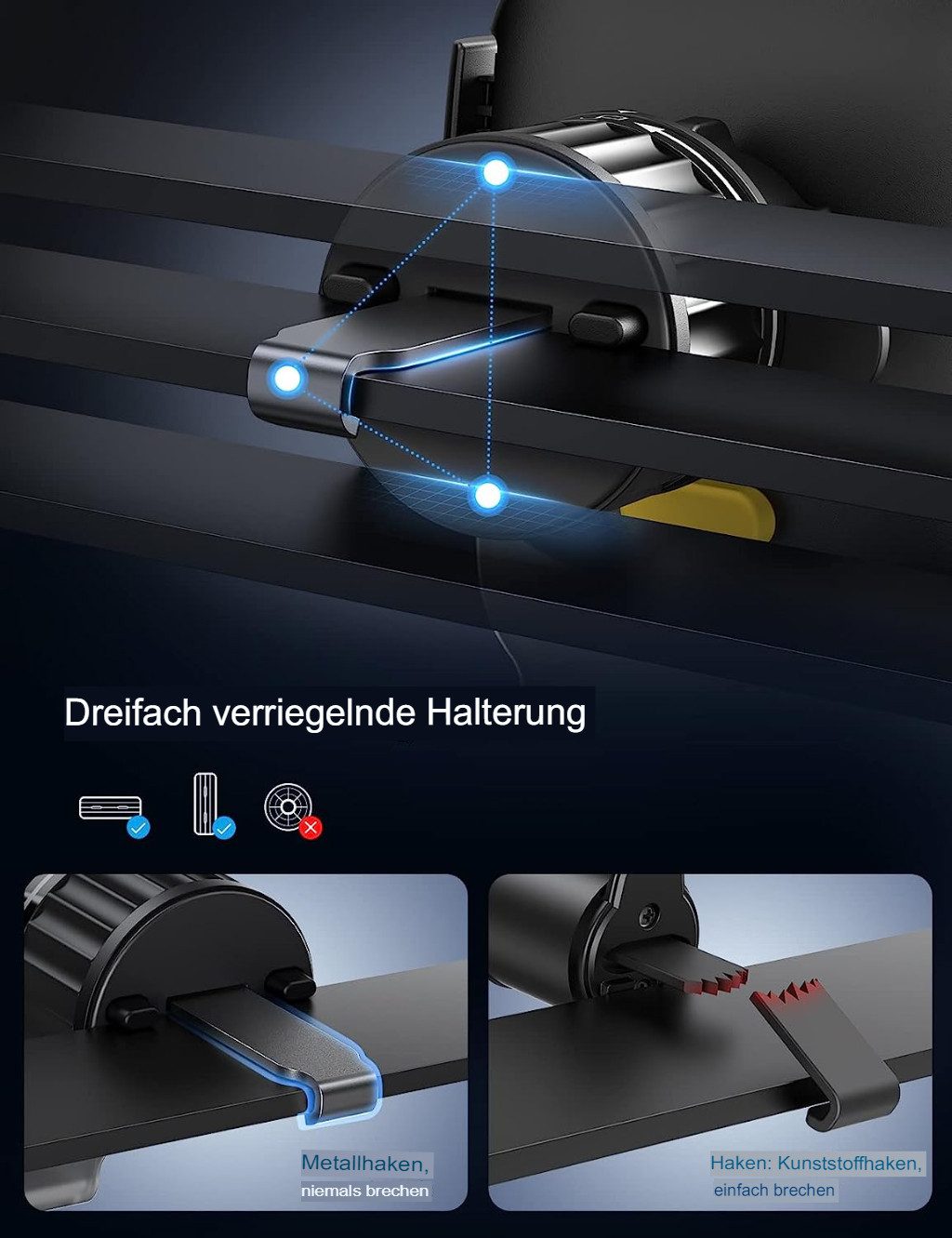 Futurea Smartphone-Halterung Kfz Auto Handyhalter mit 360° Funktion universelle Handy, (bis 7,00 Zoll, 1-tlg., 2-tlg, Lüfter, Autolüfterbefestigung, Kfz-Halterung)