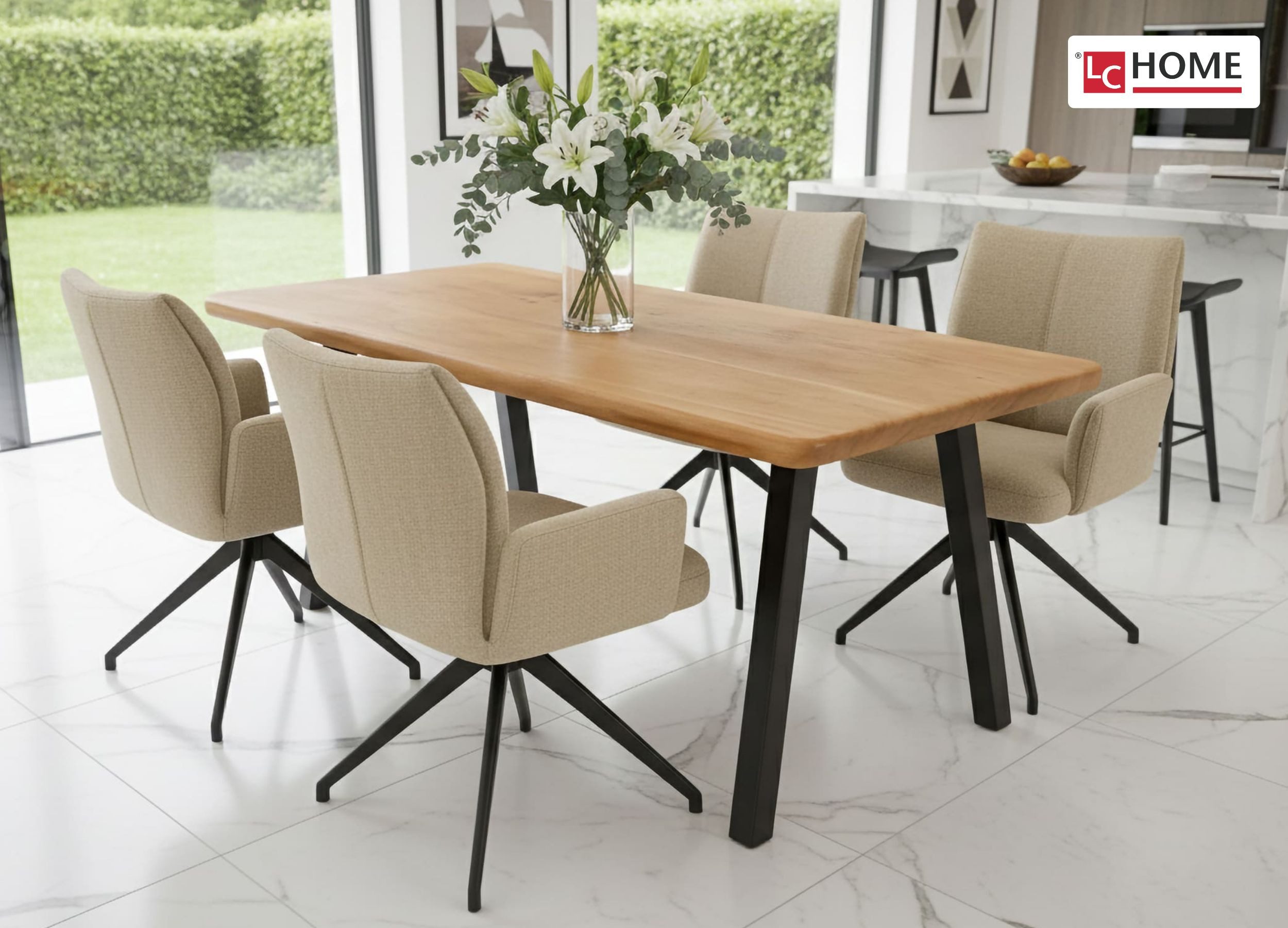 LC Home Essgruppe LC Home Essgruppe Monti Esstisch Wildeiche + Esszimmerstü günstig online kaufen