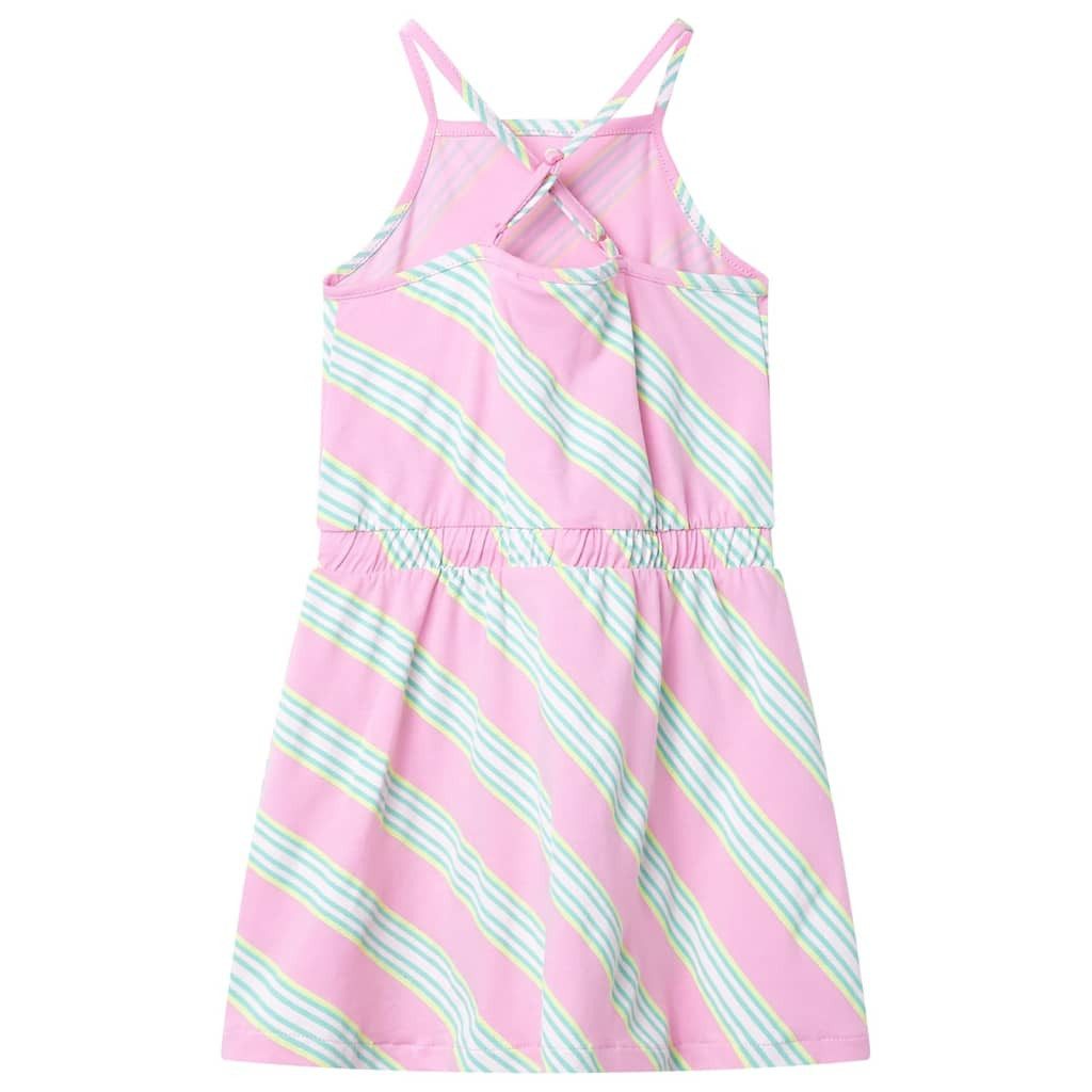 vidaXL Druckkleid Kinderkleid mit Kordelzug Ärmellos Rosa 128