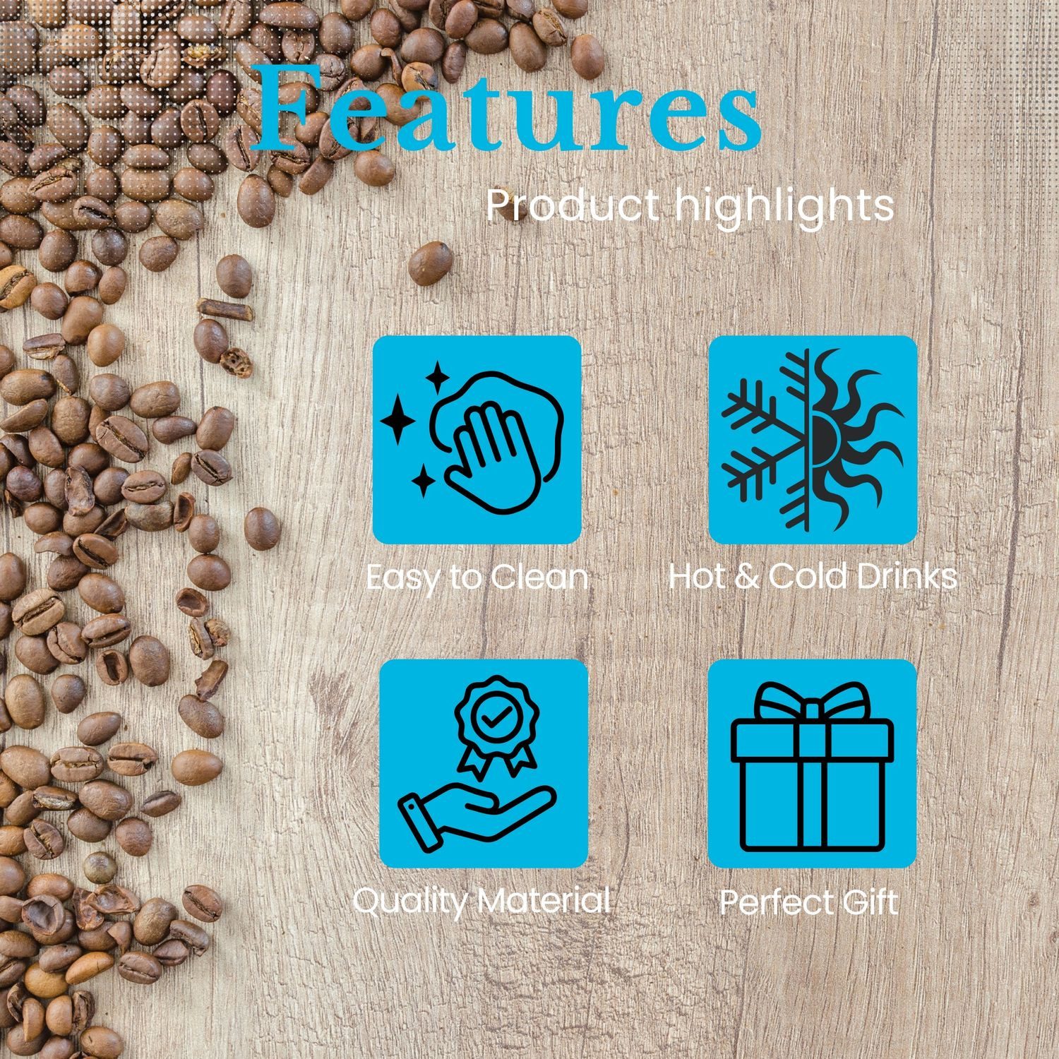 Intirilife Tasse, 1-tlg., Keramik, 1x Kaffeetasse, Teetasse mit Holz Untersetzer Becher