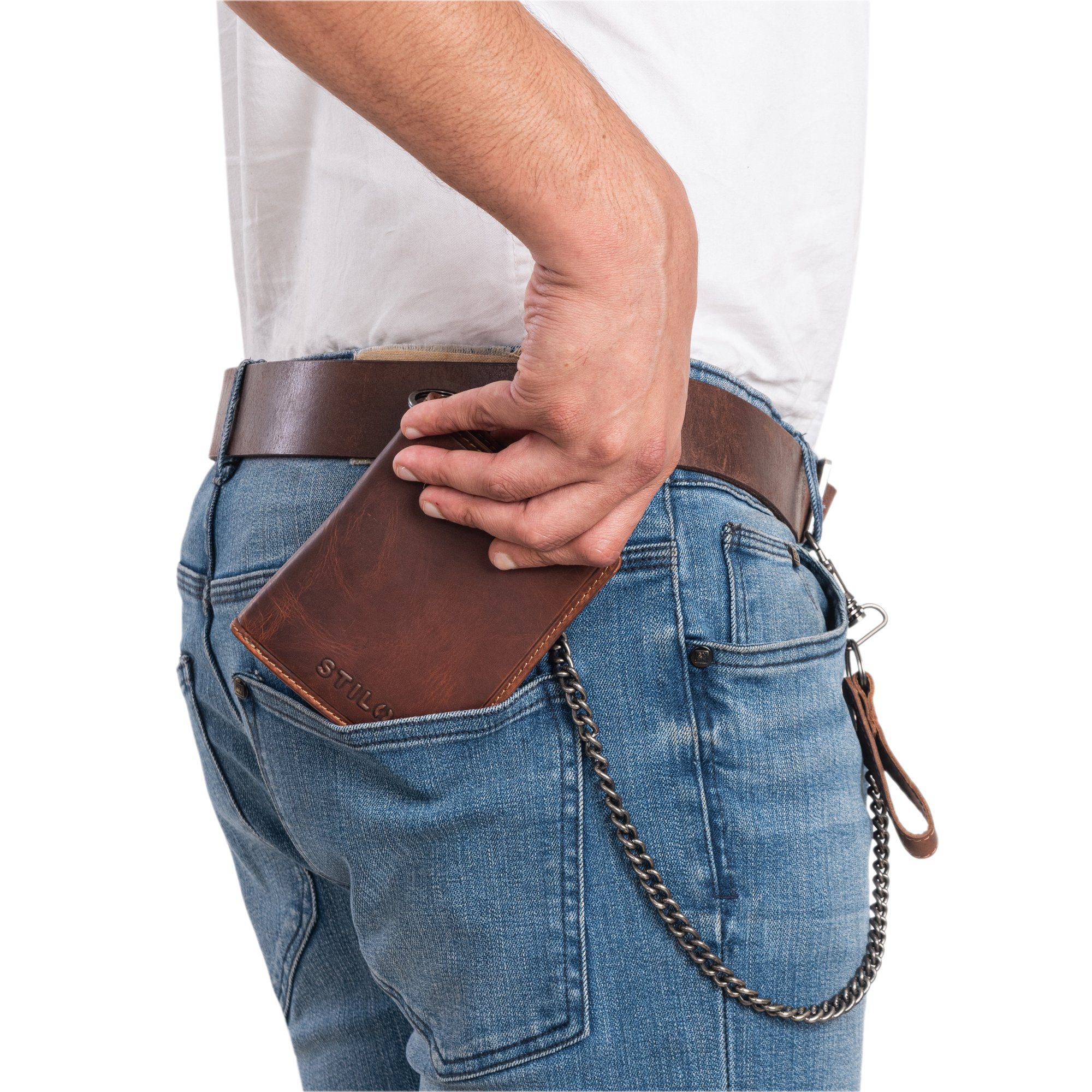 STILORD Geldbörse "Mick" Biker Geldbeutel mit Kette Herren Echtleder mit RF günstig online kaufen