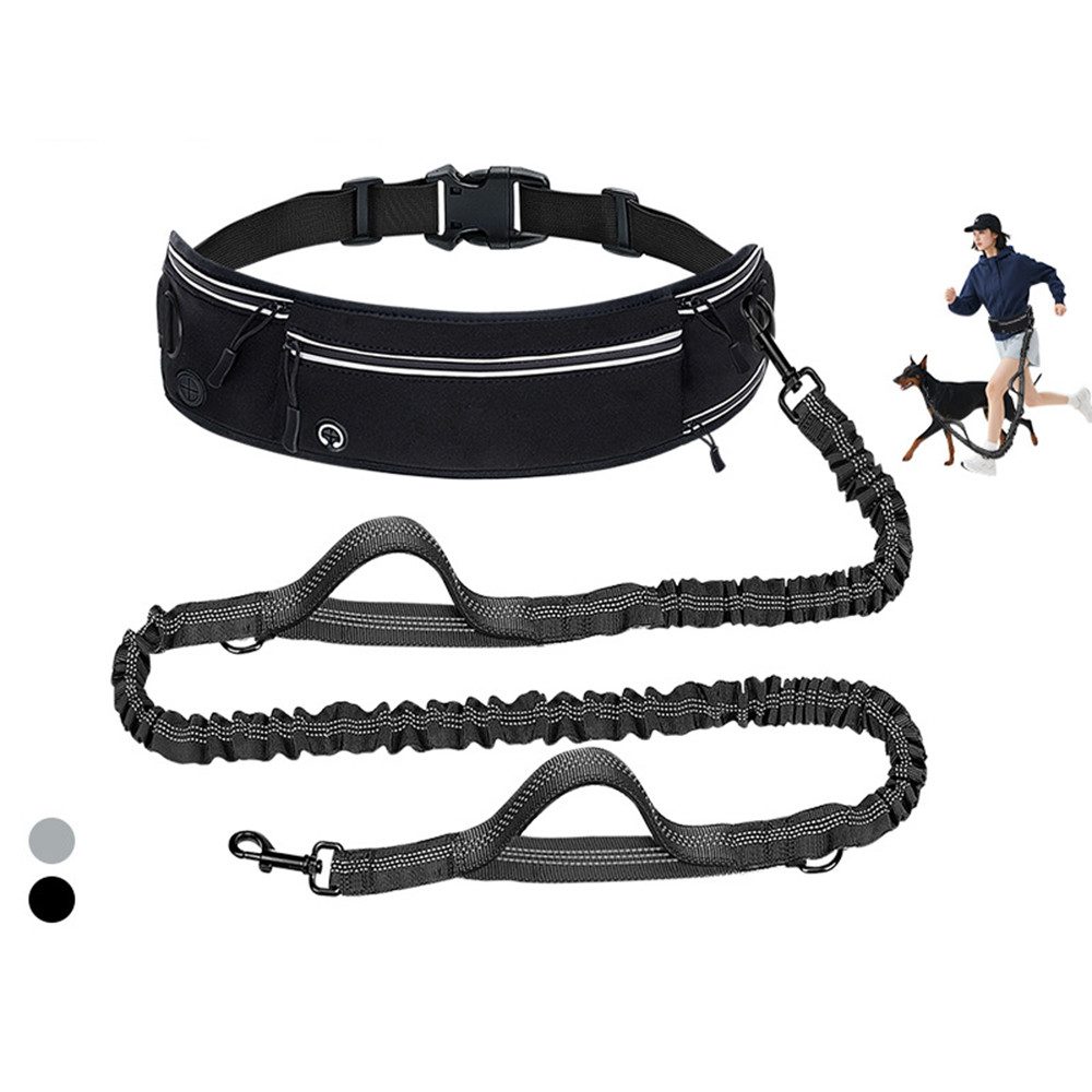 Ledander Joggingleine Joggingleine Hunde mit Bauchgurt, Reflektierende Laufleine Bauchgurt, Freihändige Joggingleine mit Gürteltasche für große und mittlere Hunde