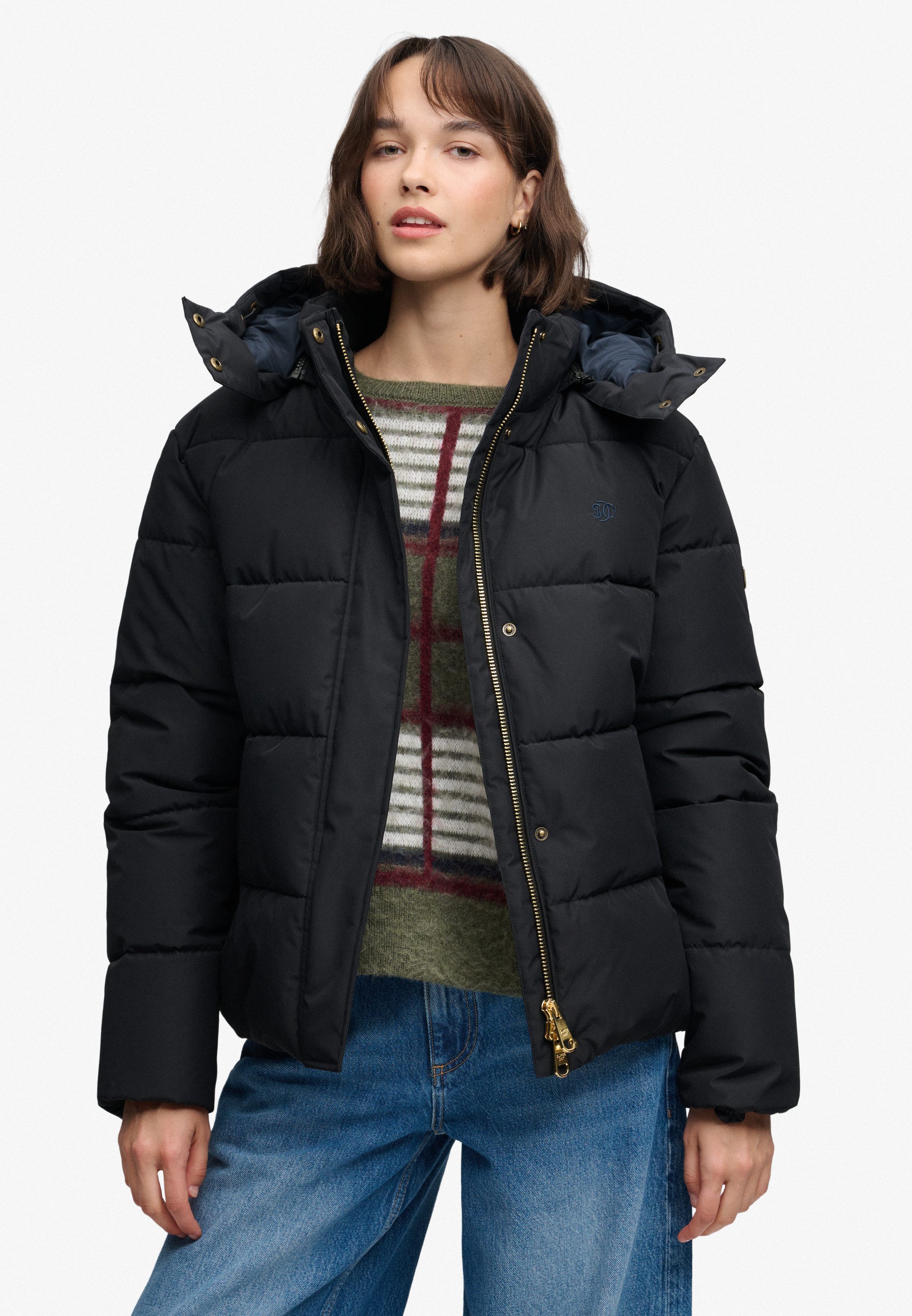 Superdry Steppjacke PREMIUM HOOD PUFFER JKT Kunstfaser, relaxed fit