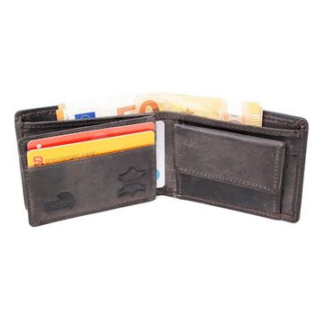 SHG Mini Geldbörse ⌂ Herren Leder Börse Portemonnaie Geldbeutel Brieftasche Münzfach (Echt-Leder Geldbörse, Herren Geld-Börse Damen Portemonnaie), RFID Schutz