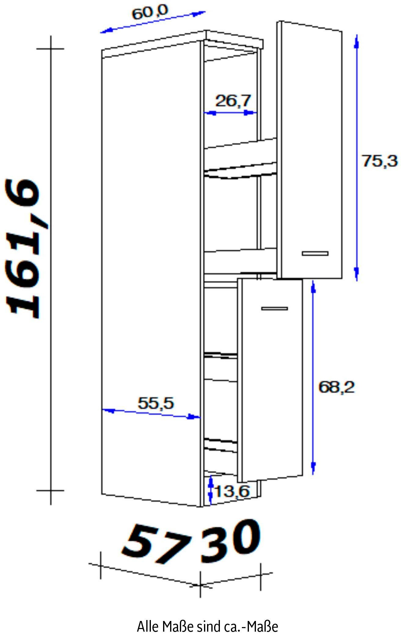 Flex-Well Apothekerschrank Kopenhagen (B x H x T) 30 x 162 x 60 cm, mit 4 Ablagen – Bild 3 von 3