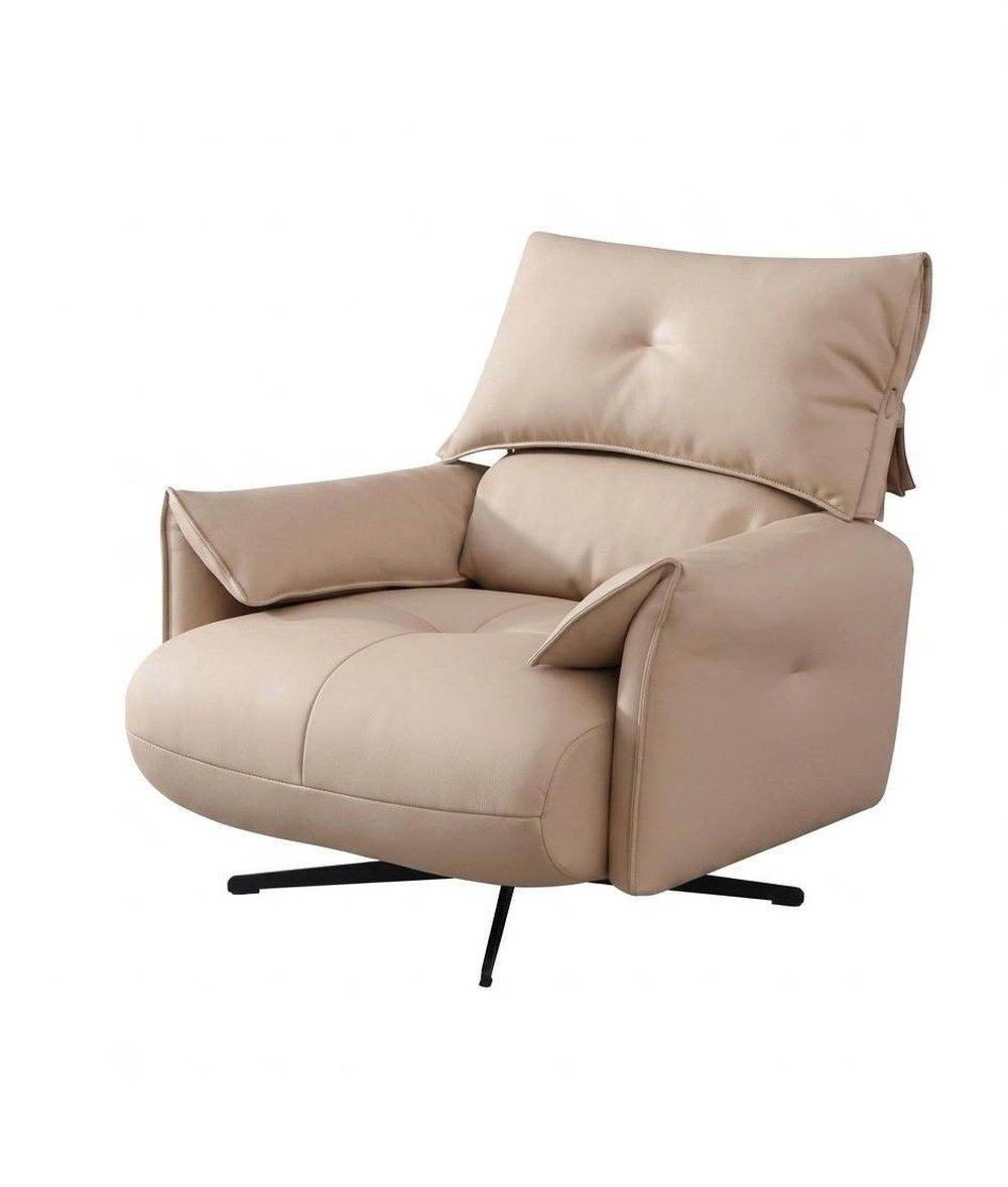 Xlmoebel Drehsessel Beiger Drehbarer Loungesessel aus Leder im modernen Design (1-St), Made in Europa