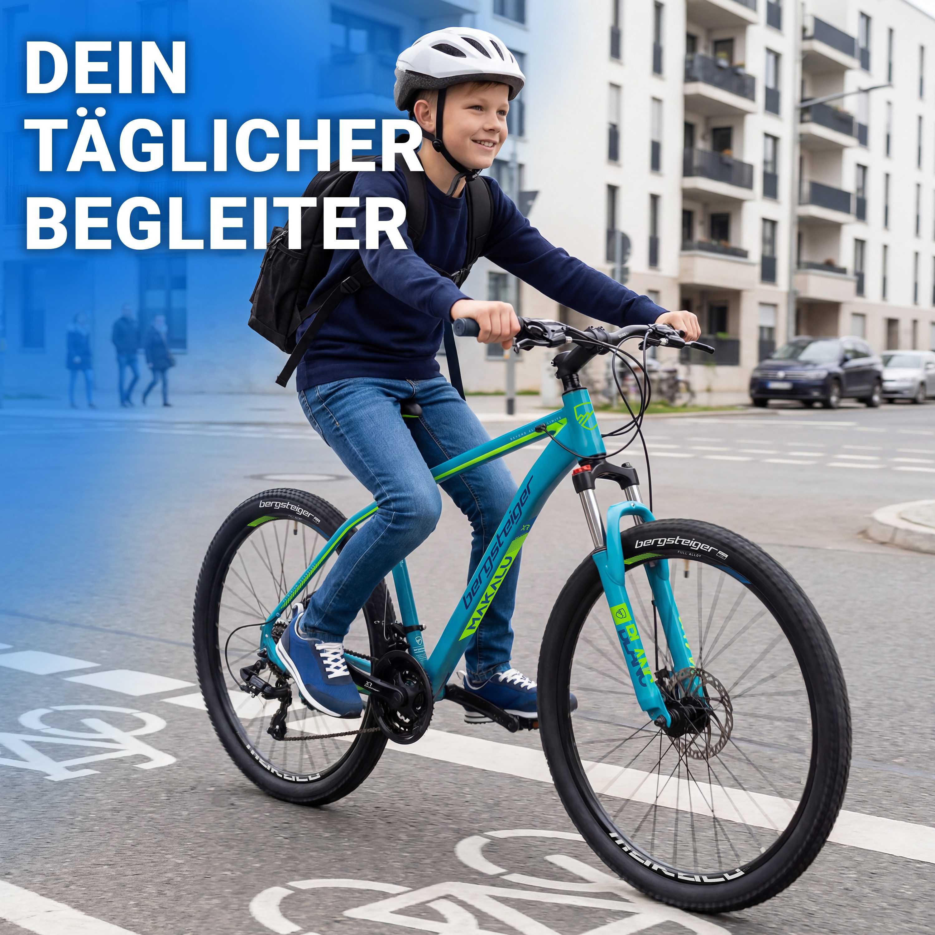 bergsteiger Mountainbike Makalu 26, 29 Zoll Mountainbike Alu, geeignet ab 150 cm, Damen, Herren, 21 Gang Shimano Tourney RD-TY300 Schaltwerk, Kettenschaltung, S – Bild 4 von 5