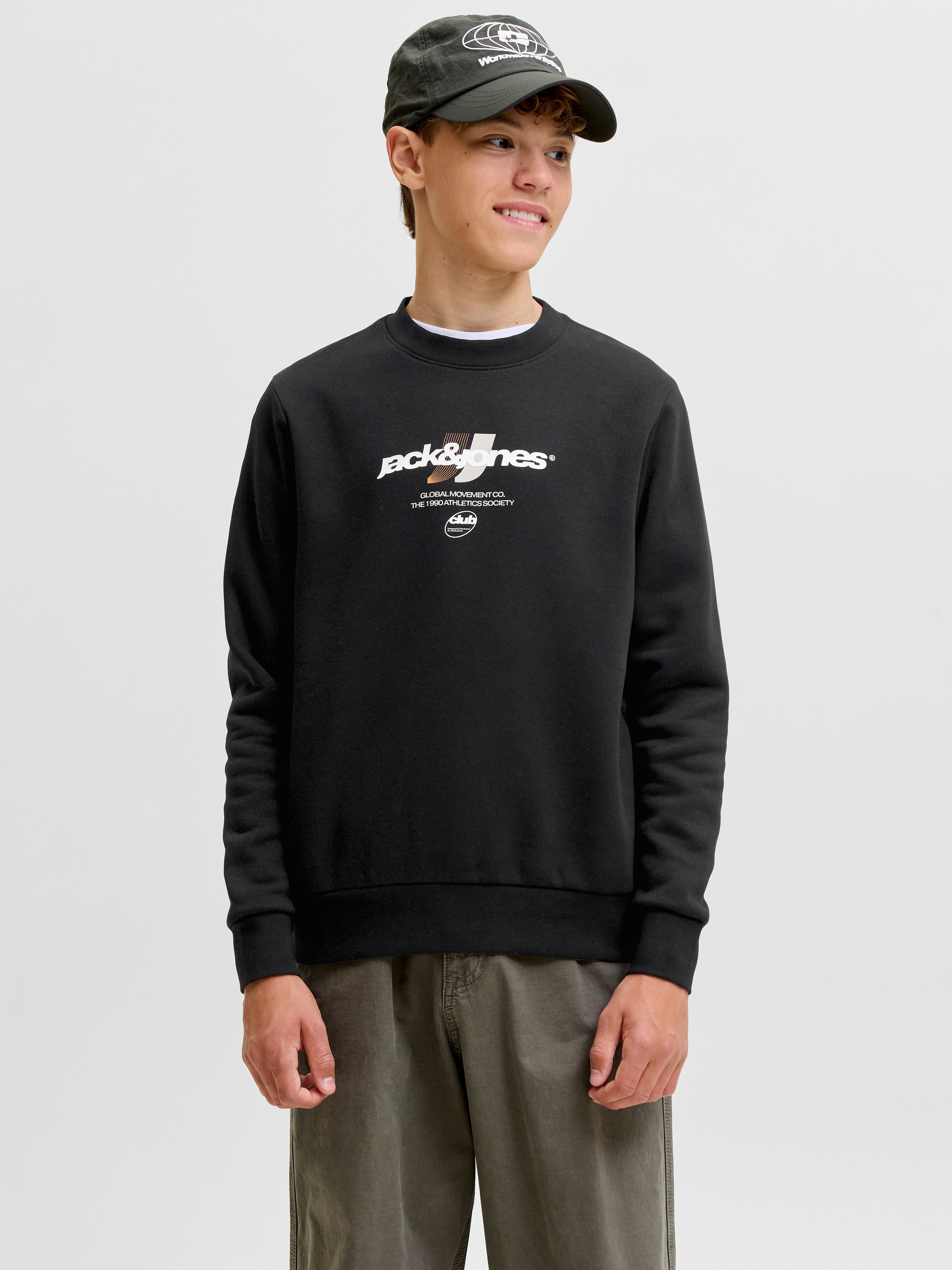 Jack & Jones Junior Sweatshirt JCOCLUB BRANDING SWEAT CREW NECK JNR Baumwollmischung, relaxed fit