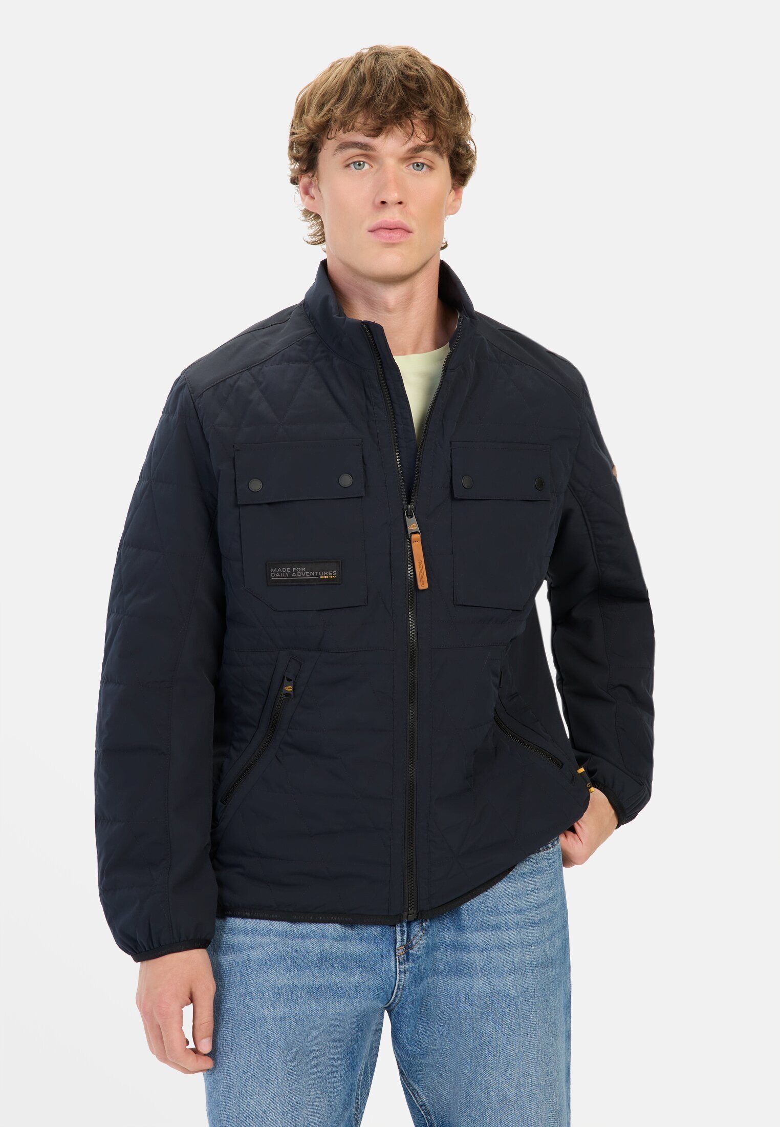 camel active Blouson mit Stehkragen Langarm Rundhals Markenlogo günstig online kaufen