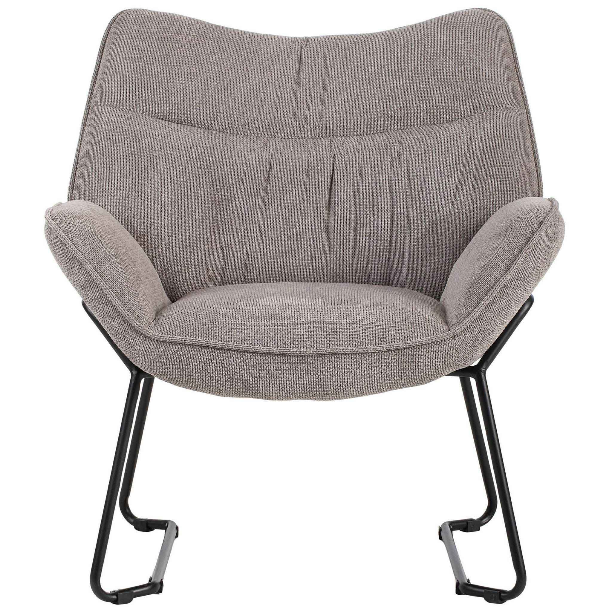 bene living Loungesessel Aliano - hellgrau (1-St), schwarzes Metall-Gestell - bequeme Arm- und Rückenlehne