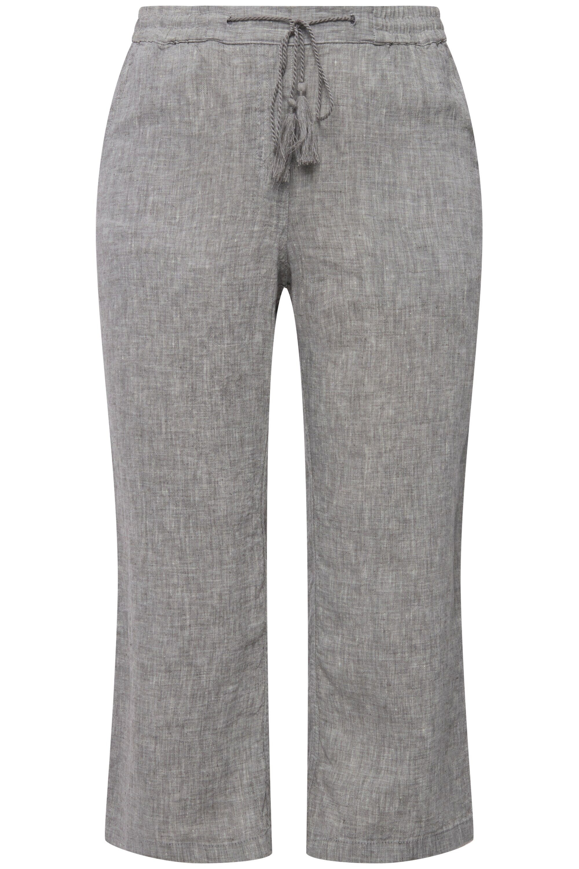 Ulla Popken Funktionshose 7/8-Leinenhose elastischer Bund günstig online kaufen
