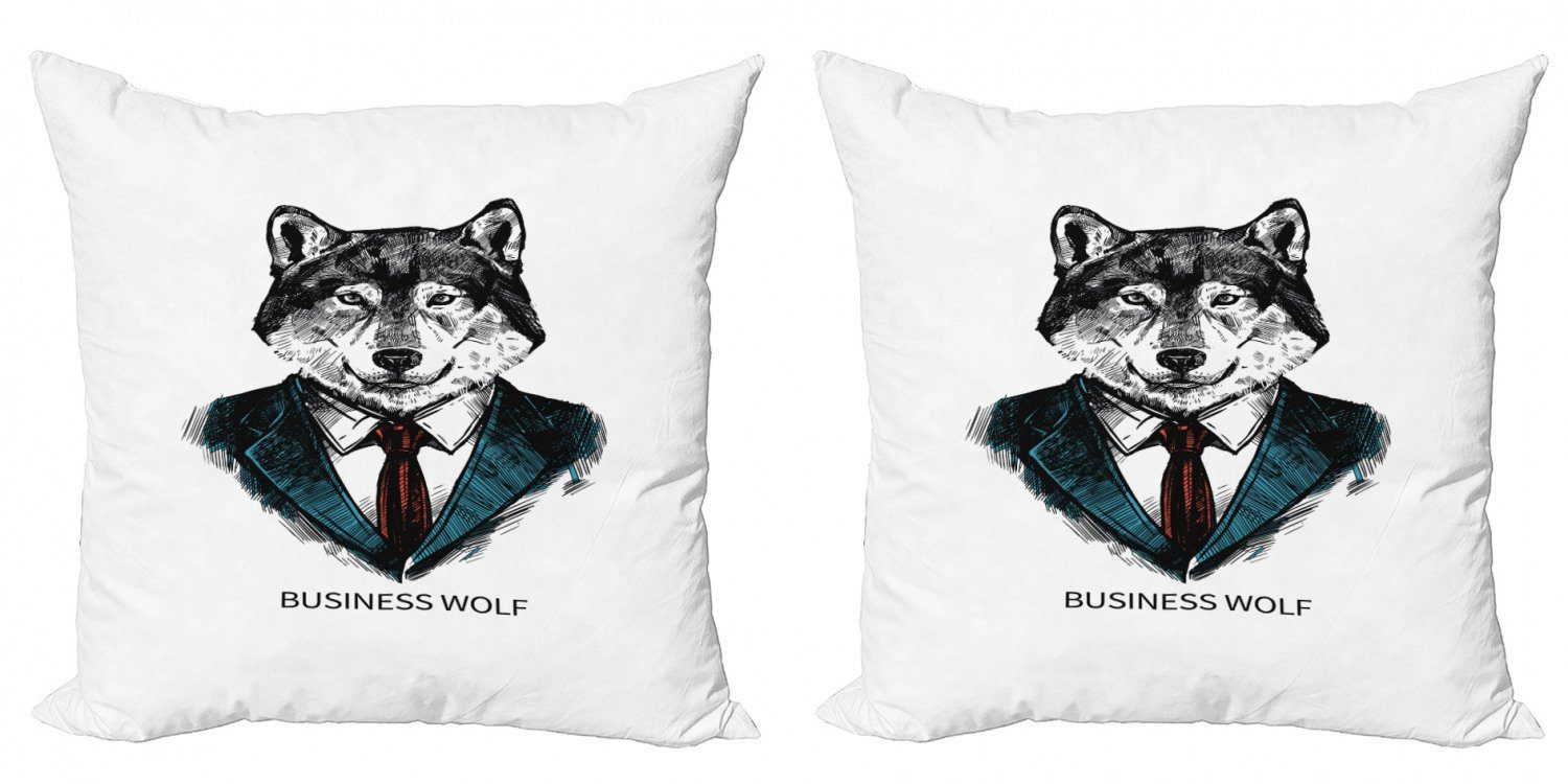 Kissenbezüge Modern Accent Doppelseitiger Digitaldruck, Abakuhaus (2 Stück), Wolf Business-Tier in der Klage