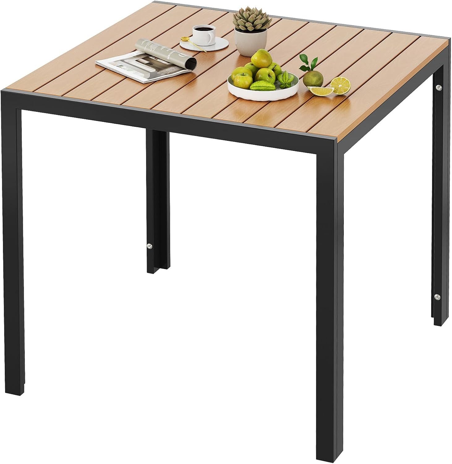 TLGREEN Gartentisch Wetterfest,Balkontisch Aluminium mit WPC Tischplatte, ( günstig online kaufen