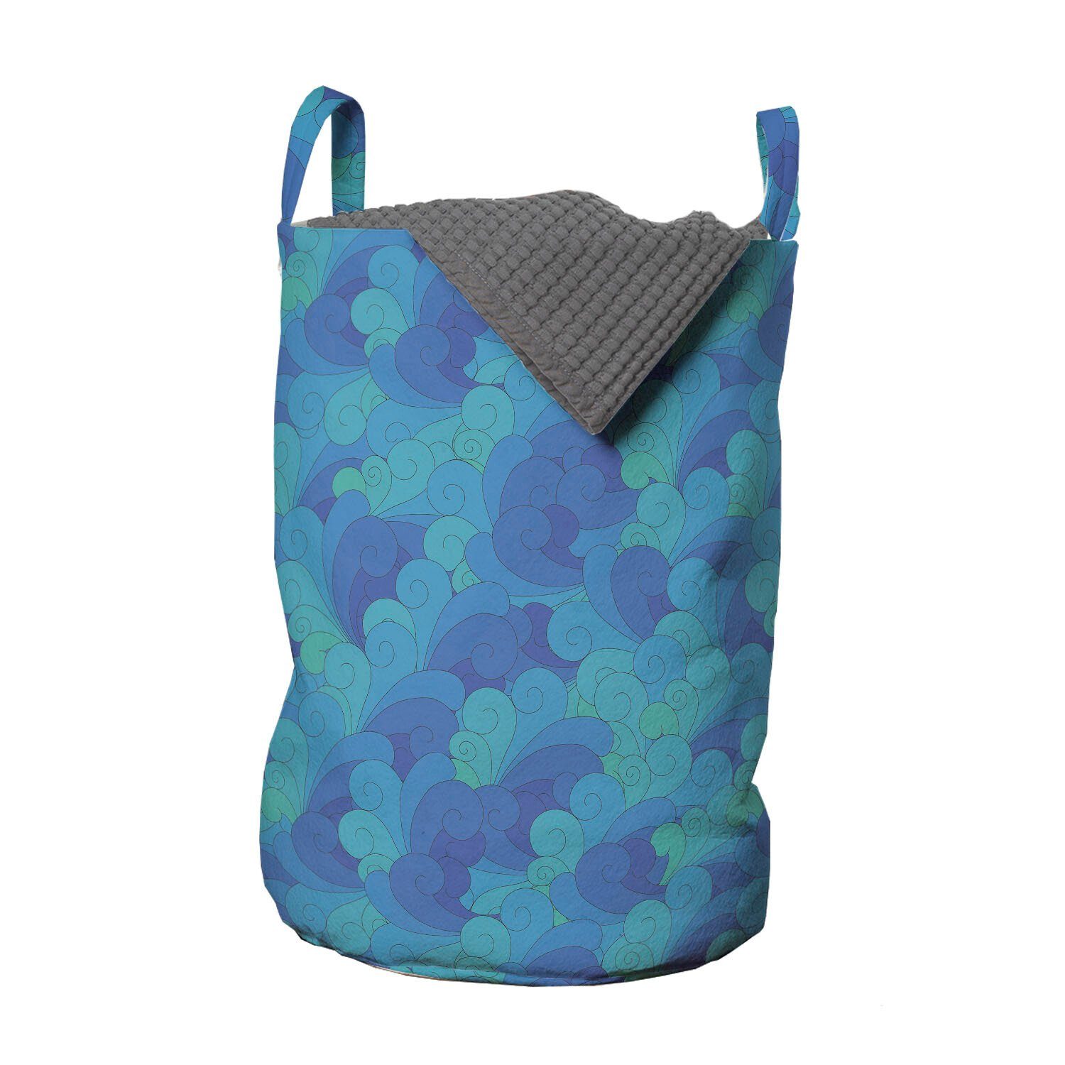 Abakuhaus Wäschesäckchen Wäschekorb mit Griffen Kordelzugverschluss für Waschsalons, Welle Doodle Ocean Sky Wolken