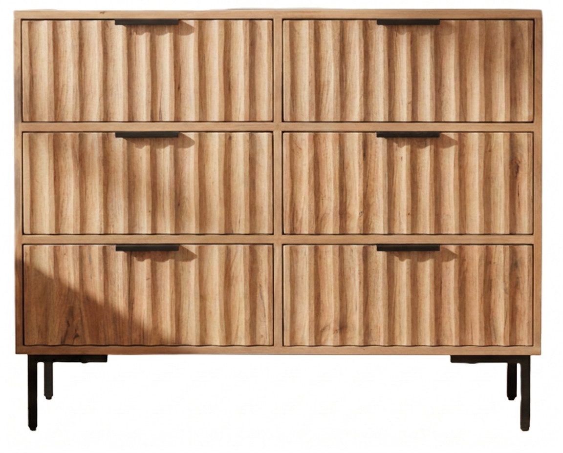 WOLF MÖBEL Sideboard (100 x 45 x 80), CURVE Kommode mit 6 Schubladen