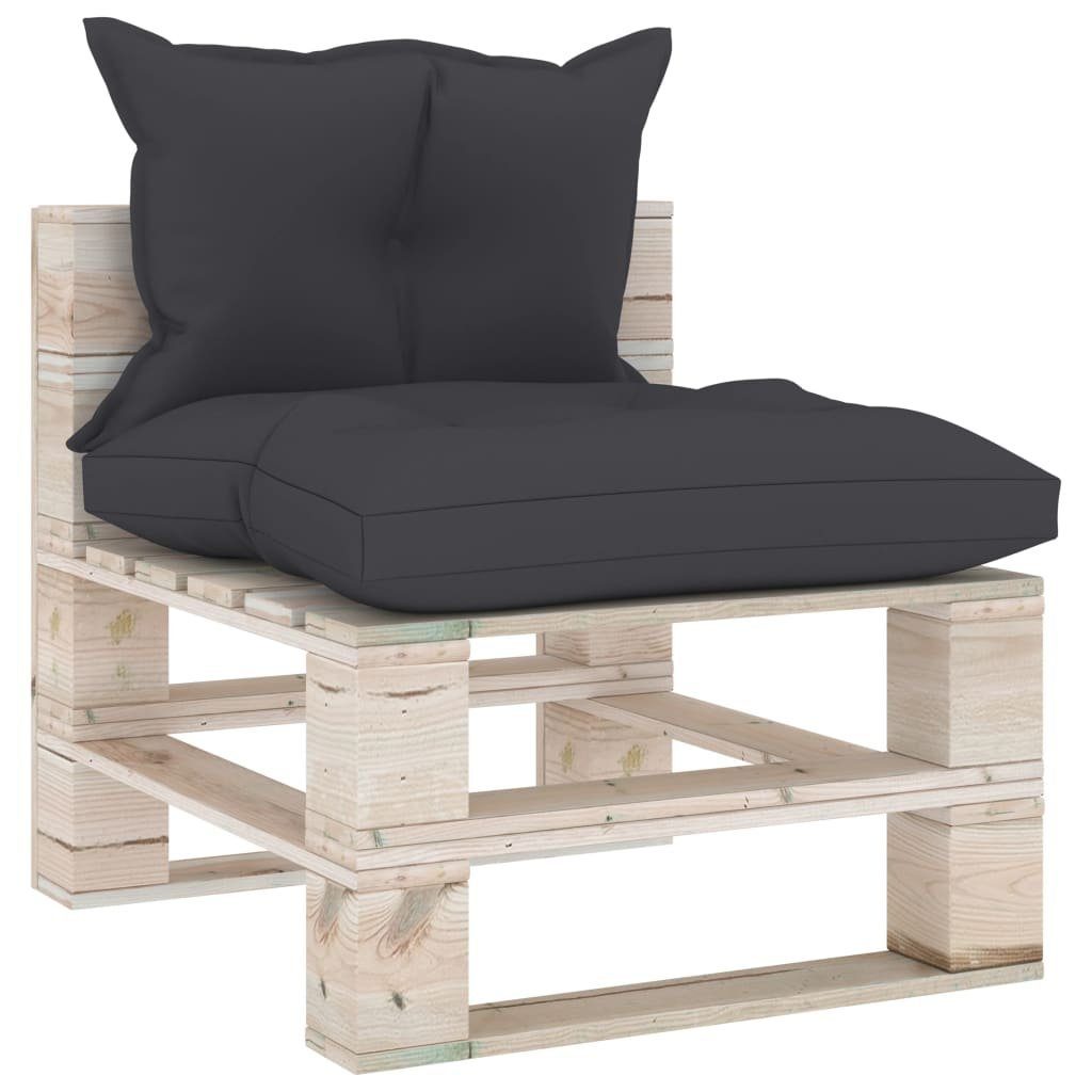 vidaXL Loungesofa Outdoor-Mittelsofa Paletten mit Kissen Kiefernholz, Anthrazit 1 Teile