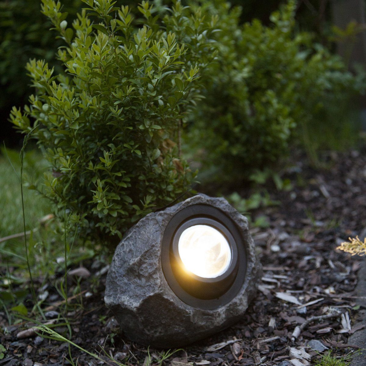 Steine Garten Weg-Strahler LED Solar Stein-Leuchte ROCKY Solar-Lampe warmweiß 