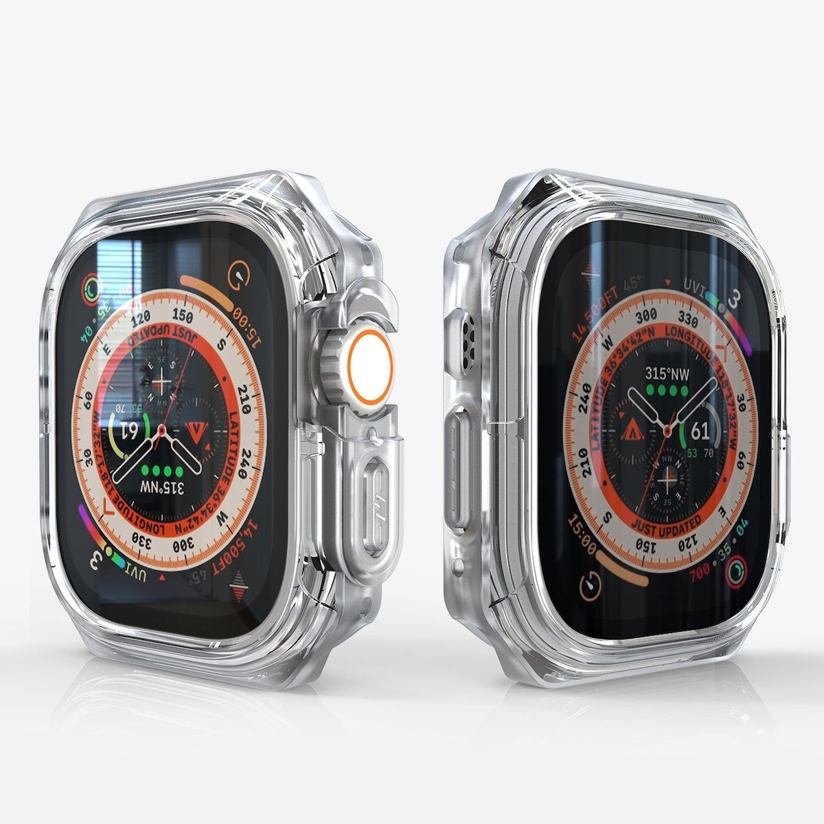 Wigento Smartwatch-Hülle Für Apple Watch Ultra 1 + 2 49mm Uhr Gehäuse Silikon Hülle Transparent