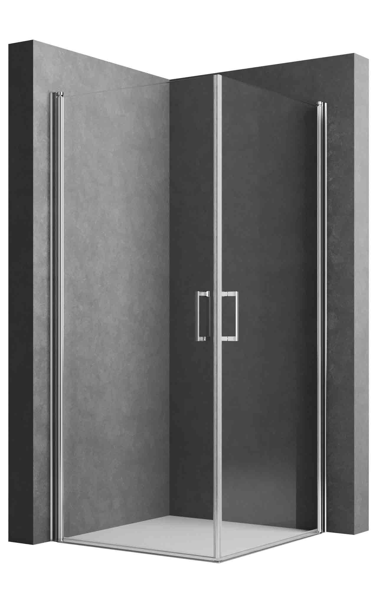 Boromal Eckdusche Duschkabine Eckeinstieg Doppelt Pendeltür Drehtür H:195cm, BxT: 75x75 cm, Sicherheitsglas mit Nano, Duschtür Schwingtür, mit Alu-Bodenleiste, Aluprofil, nach innen und nach außen öffnen, Rechts-und Links montierbar