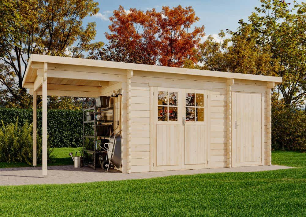 Thumbnail - Alpholz Gartenhaus Korfu mit Anbau und Schleppdach, BxT: 556x224 cm