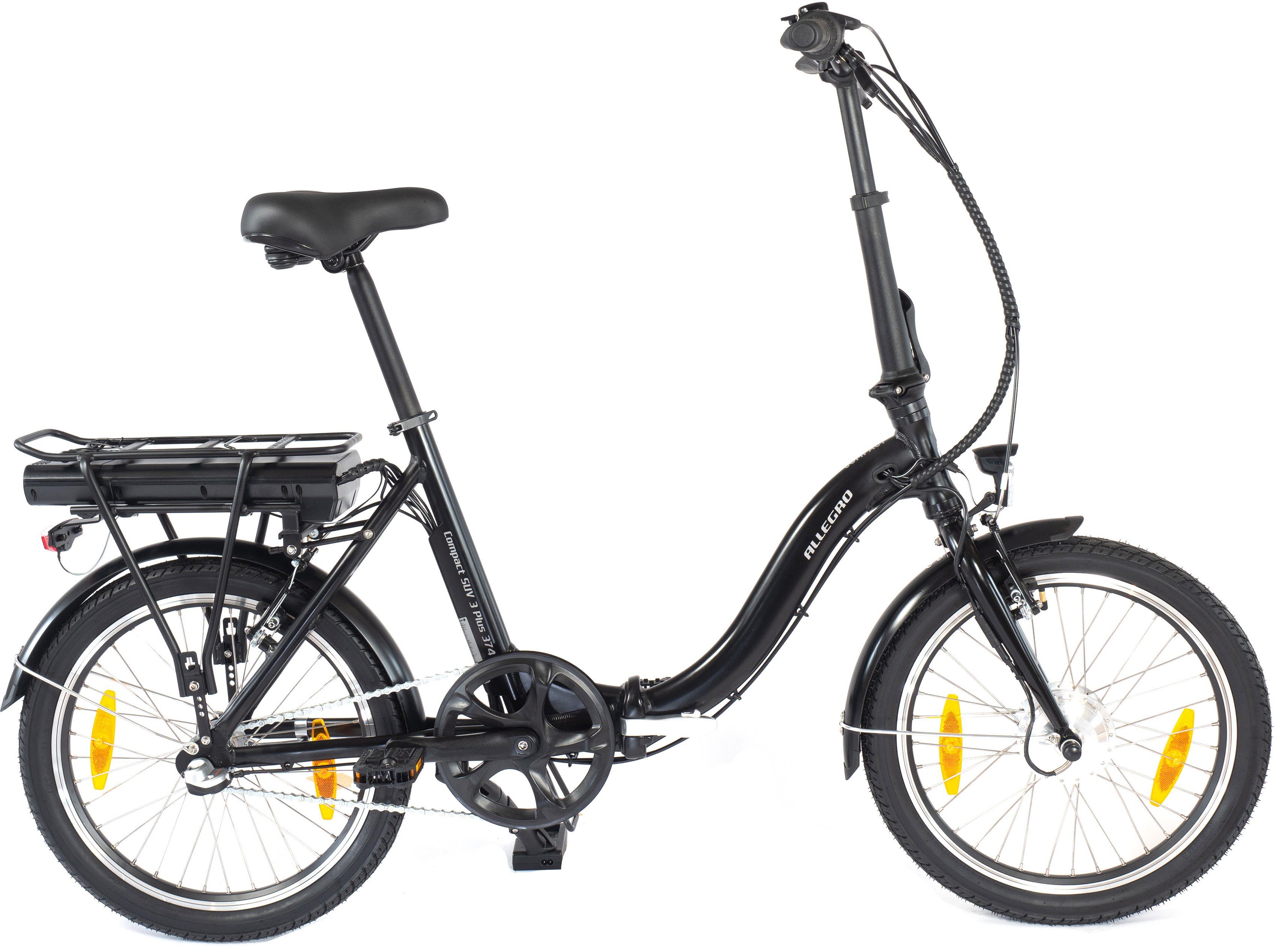 ALLEGRO E-Bike Compact SUV 3 Plus 374, 3 Gang Shimano Nexus Schaltwerk,  Nabenschaltung, Frontmotor, 374 Wh Akku, Beinfreiheit durch Gepäckträgerakku