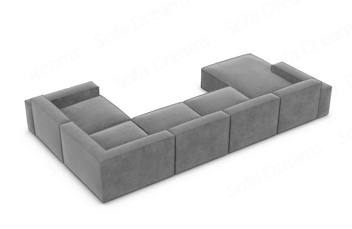 Stoffsofa Designer Polstersofa Couch Dreams Sofa Sofa Modern, Wohnlandschaft mit mane, Form Samtstoff Loungesofa Formenta Polster U dunkelgrau92