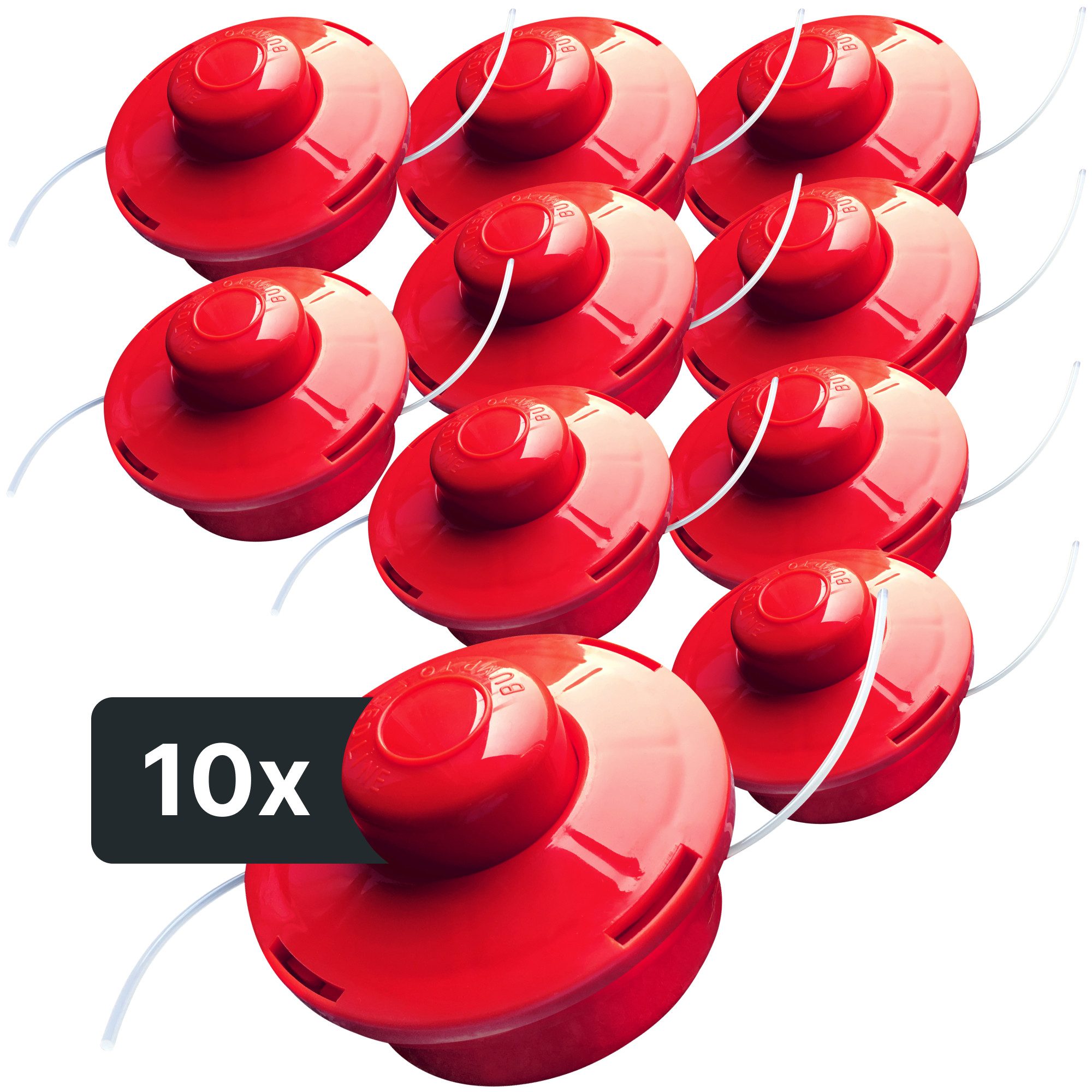 NEMAXX Fadenspule FS2 Tap & Go Fadenkopf (Trimmerkopf), (Trimmerkopf für Motorsense / Freischneider–Schnittkreis 380 mm–Rot), drehzahlfest bis 10.500 U/min, effizientes Trimmen, bruchsicher