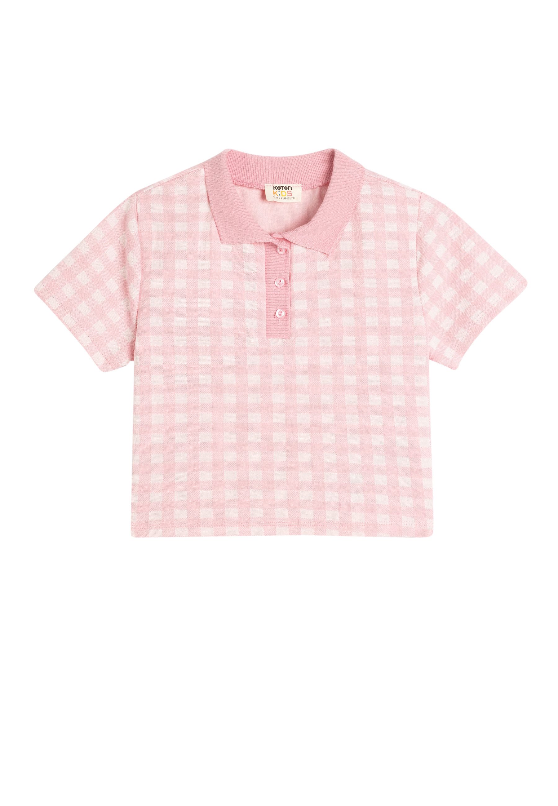 Koton T-Shirt Koton Karierter Baumwoll-Polo-Crop