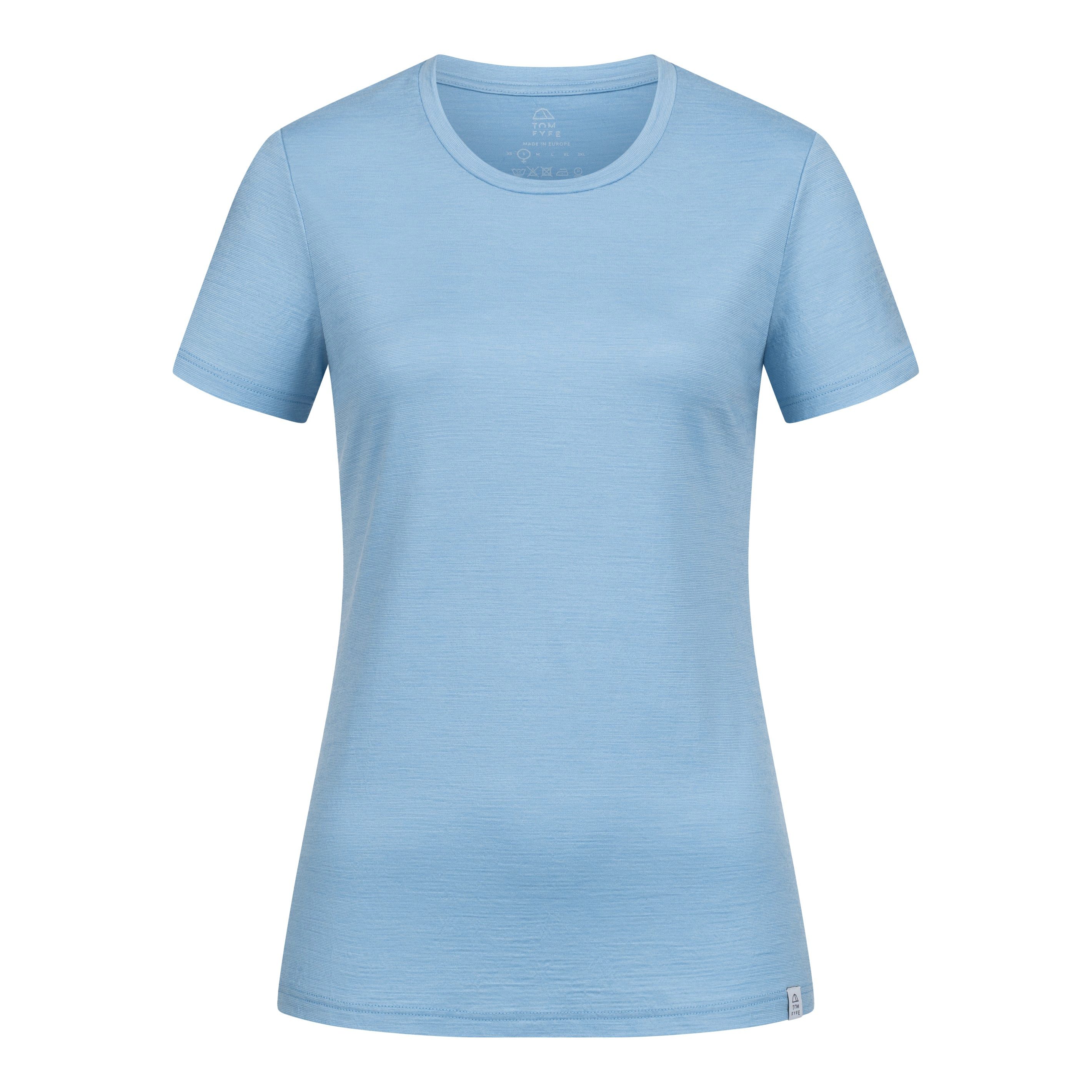 Tom Fyfe T-Shirt TOM FYFE Merino T-Shirt Slim Fit Damen Steel Blue / M