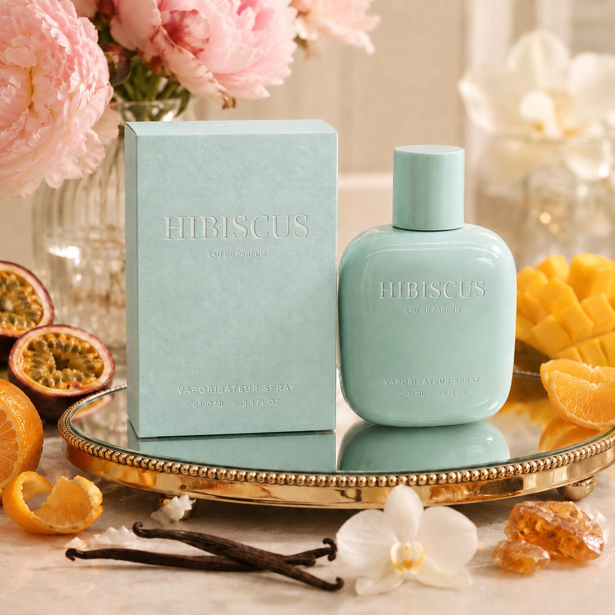 Fine Perfumery London Eau de Parfum Hibiscus Pour Femme; Fruchtig, tropisch, blumig, e100 ml, Hergestellt in Spanien, Damenduft