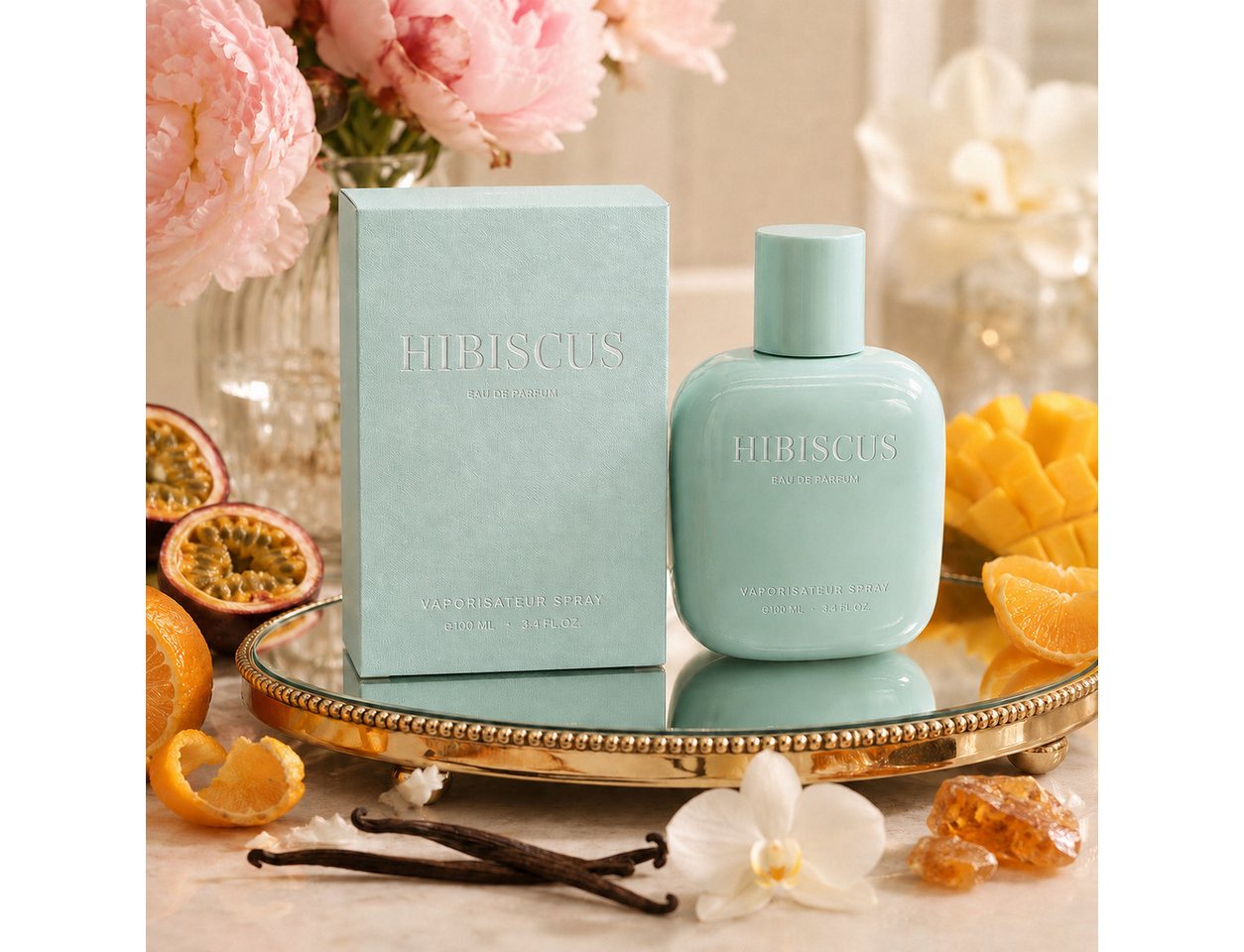 Fine Perfumery London Eau de Parfum Hibiscus Pour Femme, Fruchtig, tropisch, blumig, e100 ml, Hergestellt in Spanien, Damenduft