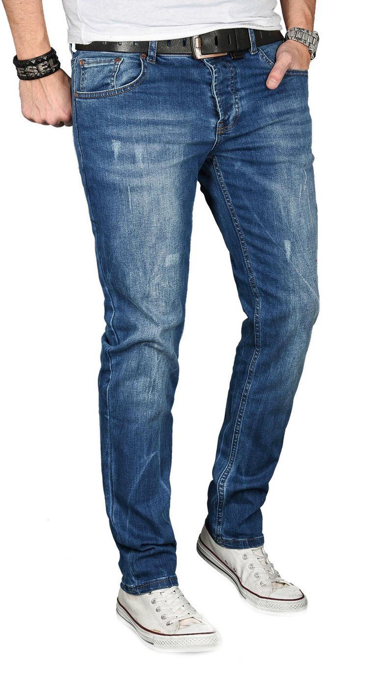 Alessandro Salvarini Straight-Jeans Herren Regular Slim – Stretch Denim 5-Pocket Klassische Jeans mit Elasthan und bequemer Passform