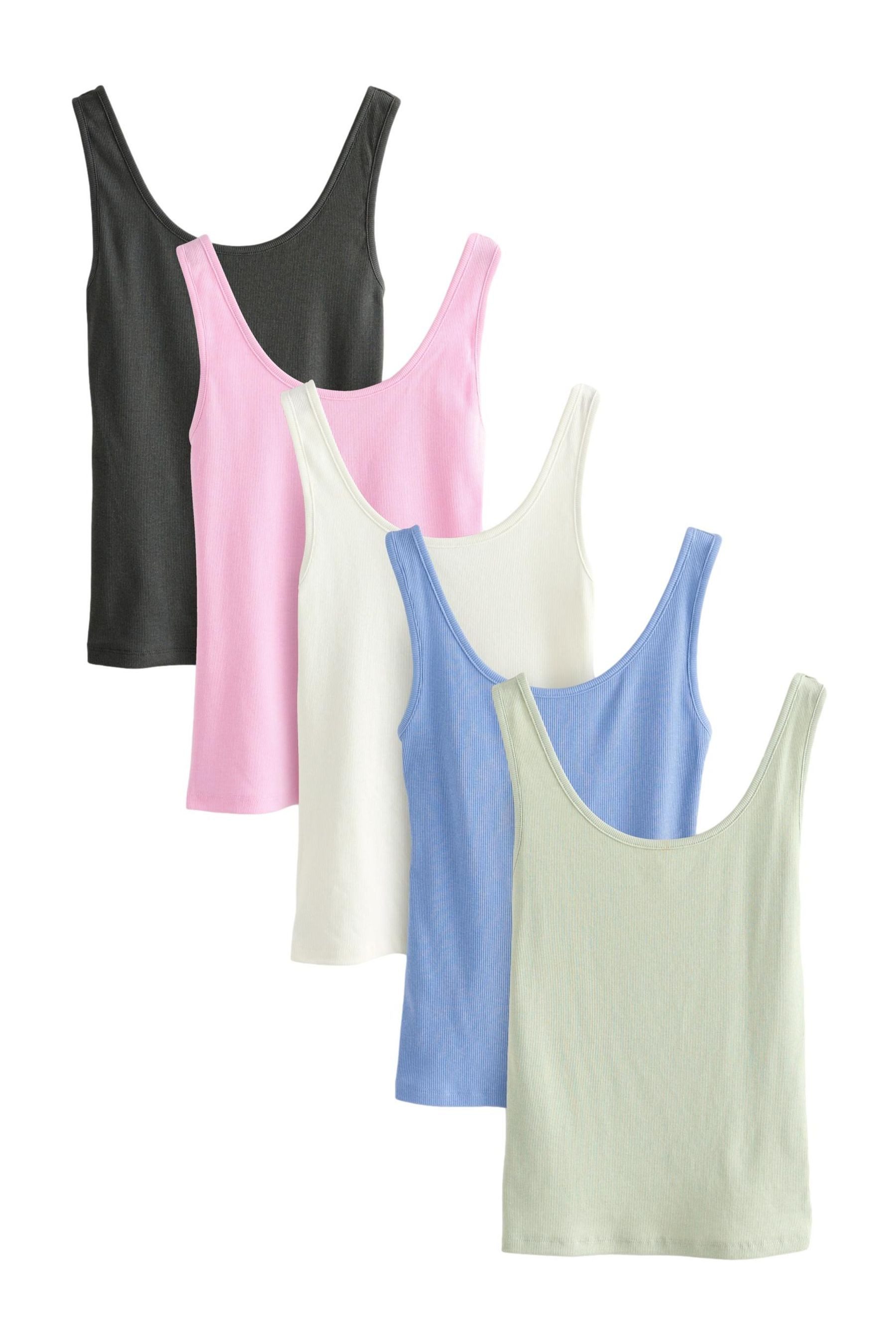 Trägertop Gerippte Trägertops, 5er-Pack